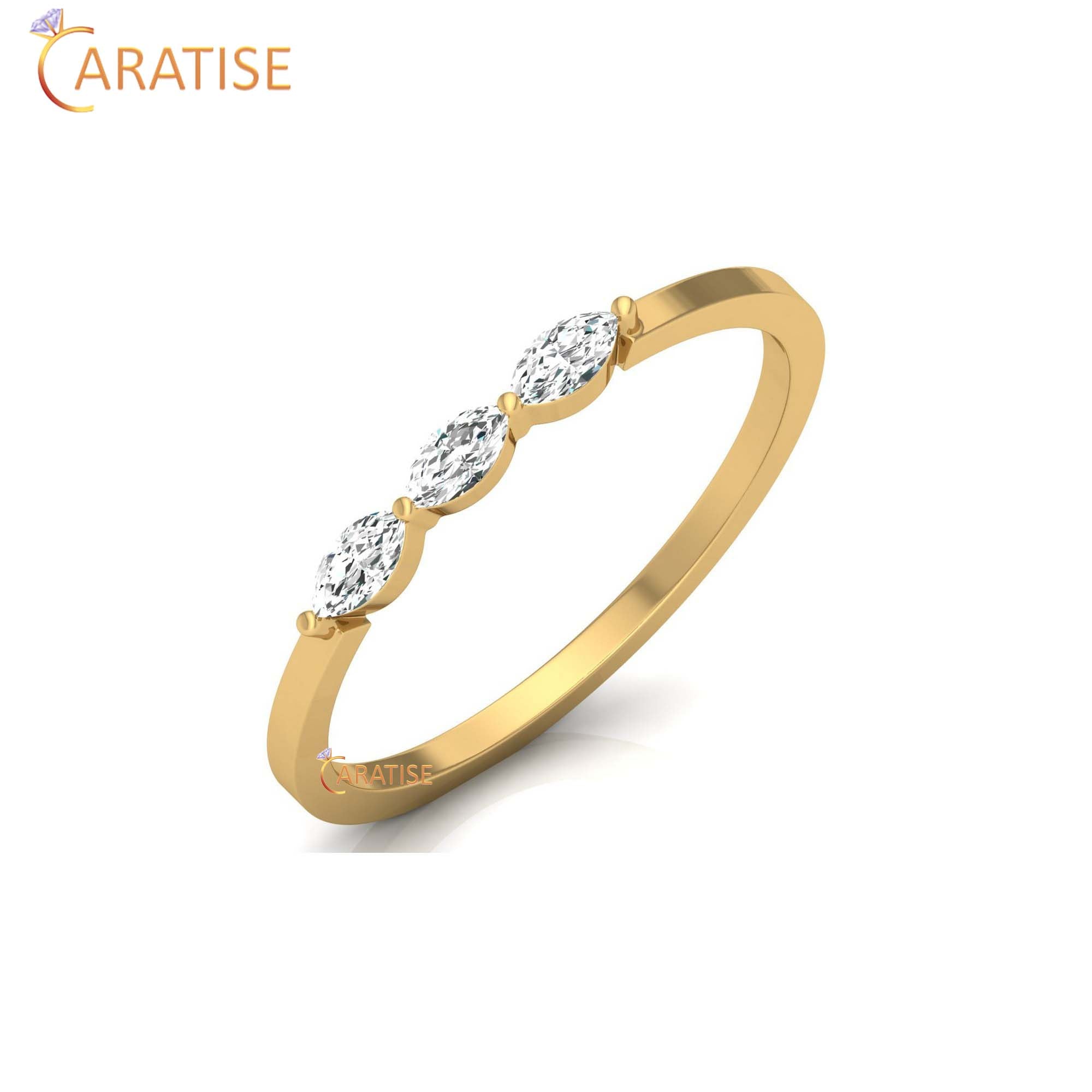 0.16 TDW Marquise Cut Women's Minimalist Diamond Ring