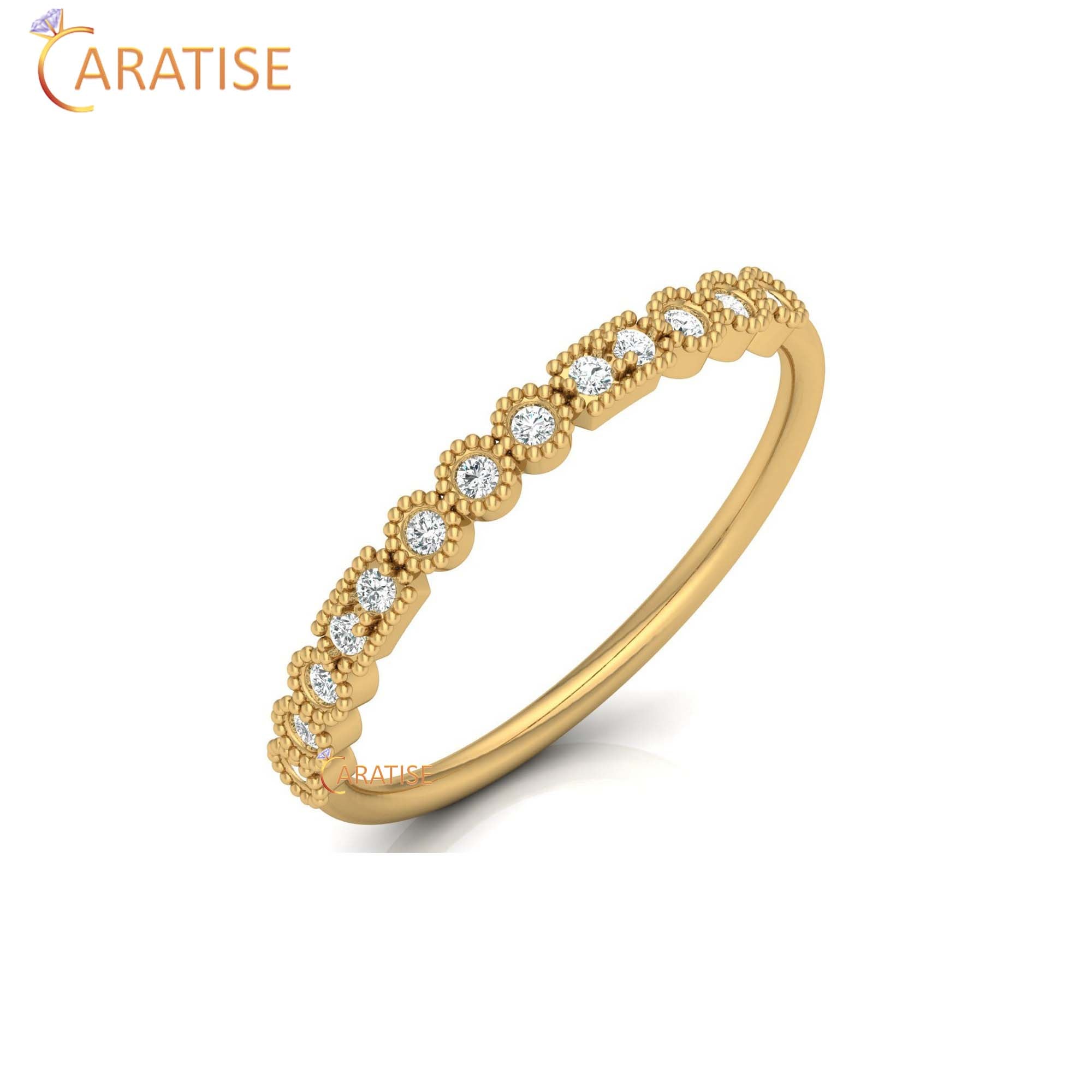 0.11 TDW Round Cut Minimalist Women's Diamond Ring