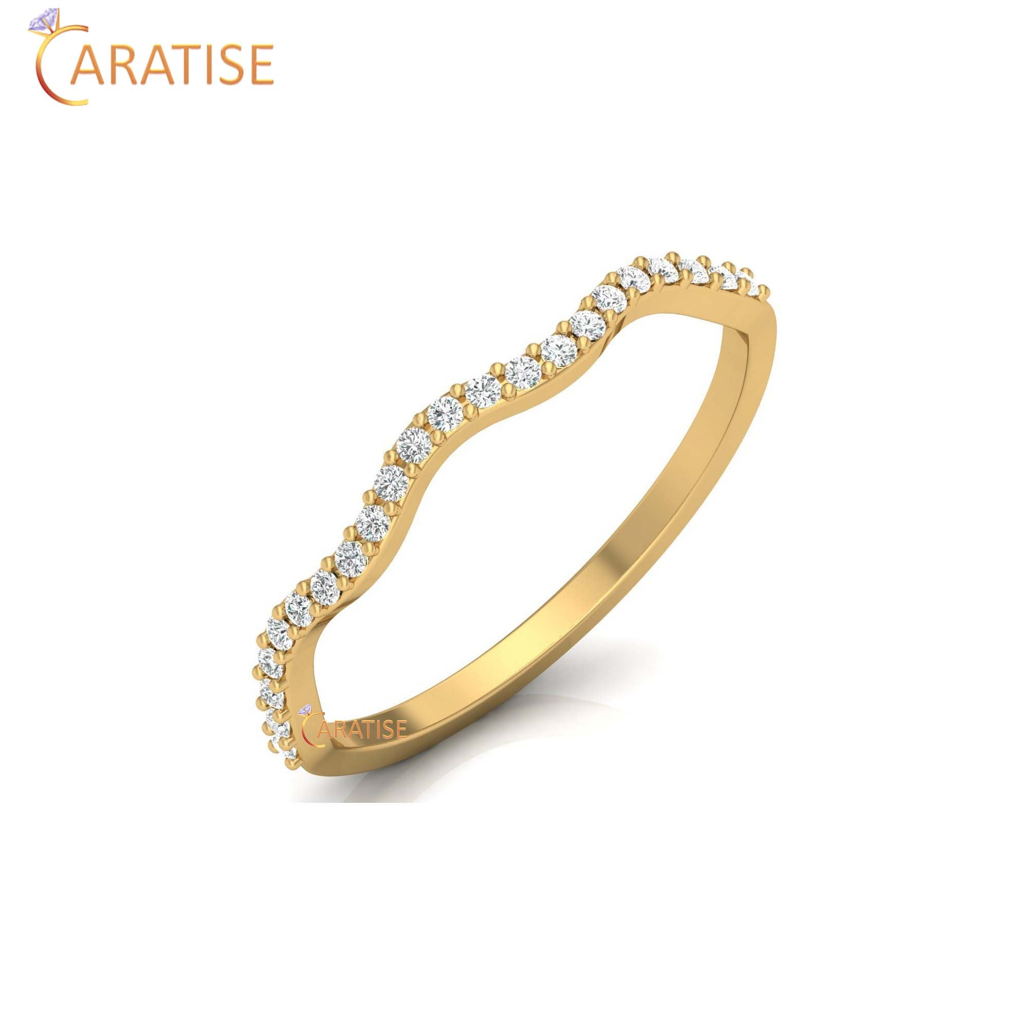 0.11 TDW Round Cut Women's Minimalist Diamond Ring