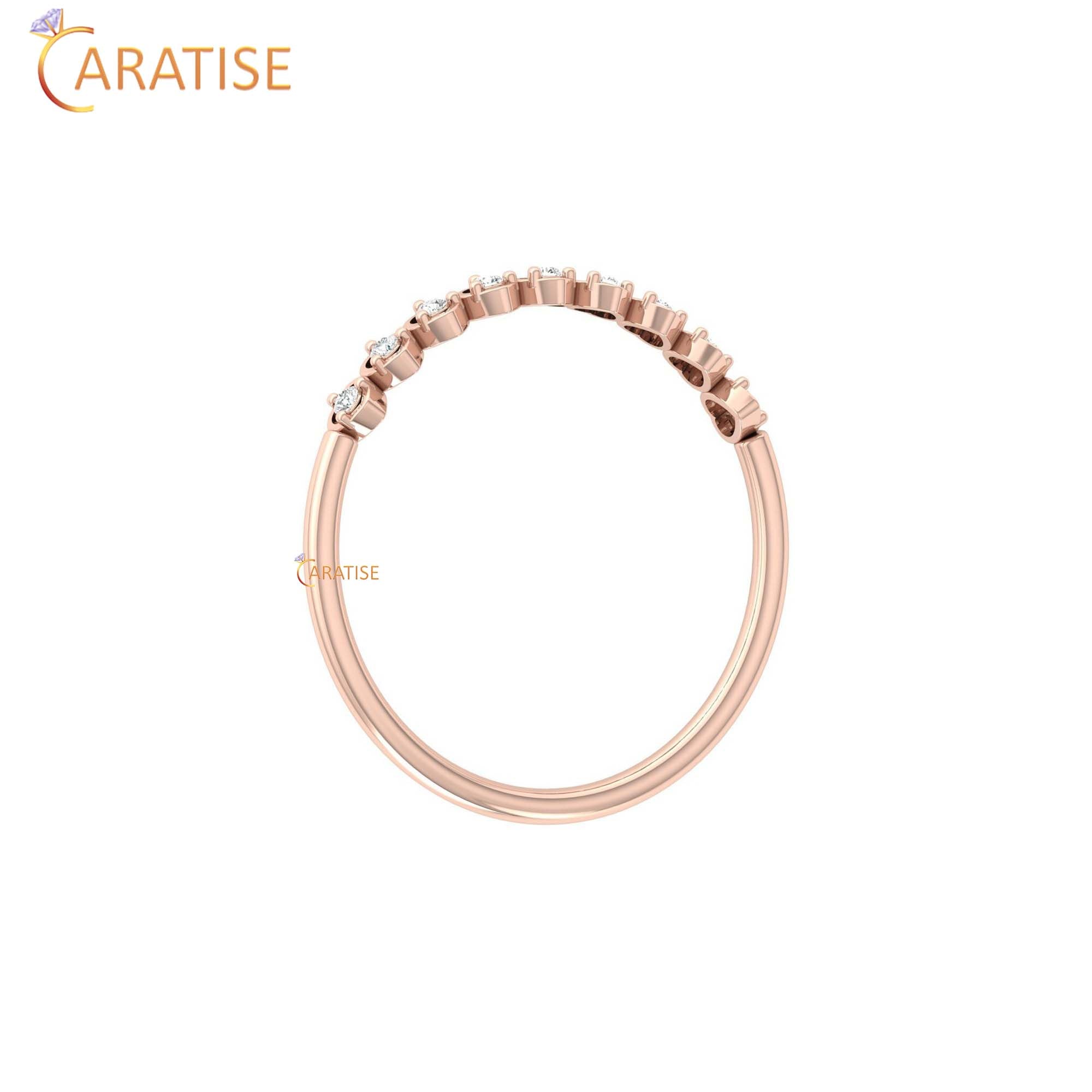0.06 TDW Round Cut Minimalist Women's Diamond Ring