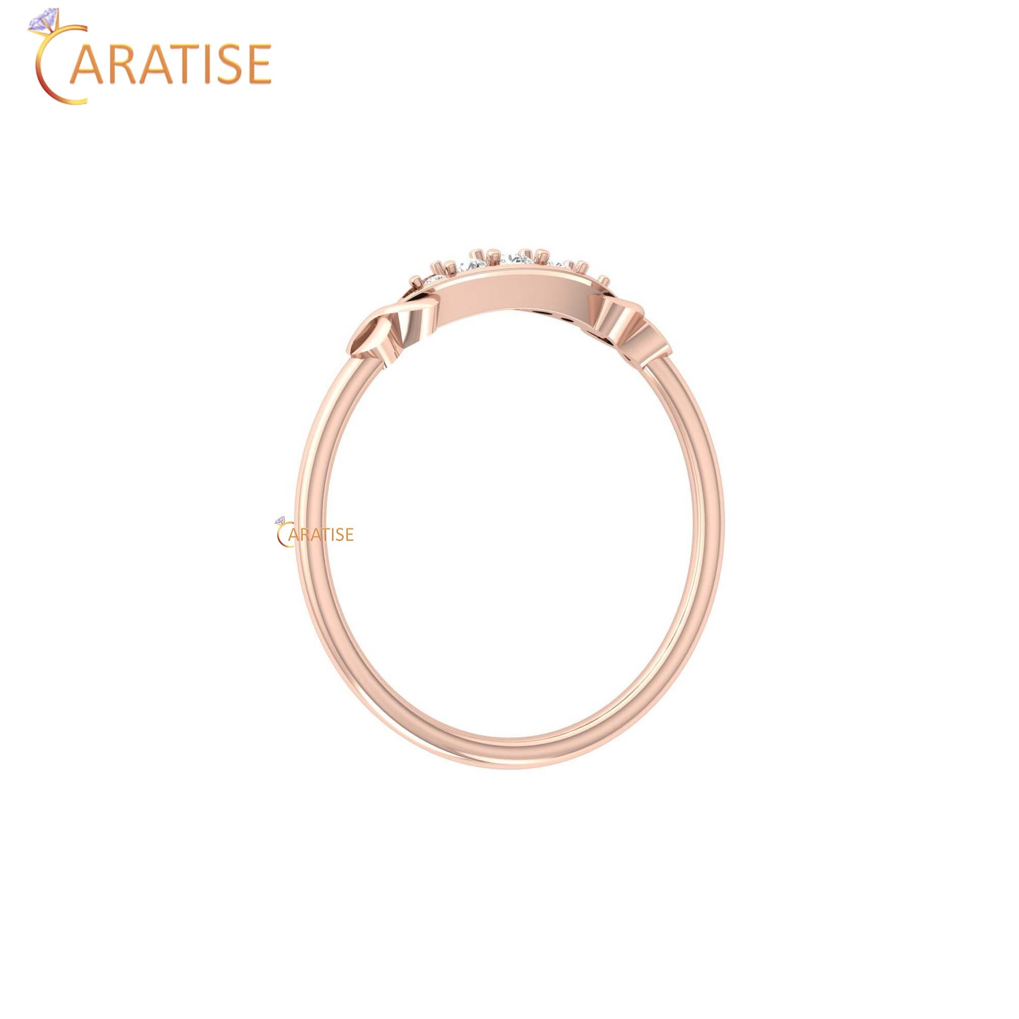 0.08 TDW Round Cut Women's Minimalist Diamond Ring