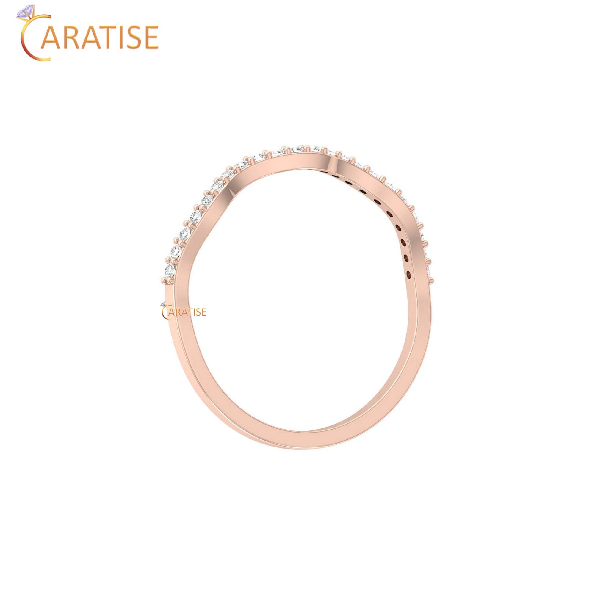 0.11 TDW Round Cut Women's Minimalist Diamond Ring