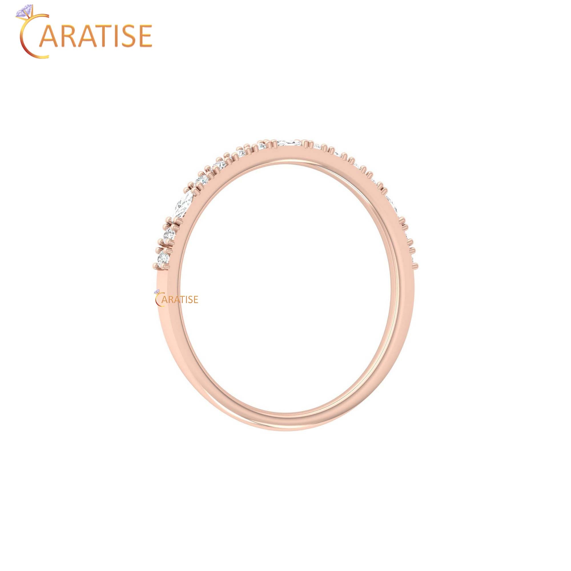 0.17 TDW Round & Marquise Cut Minimalist Women's Diamond Ring