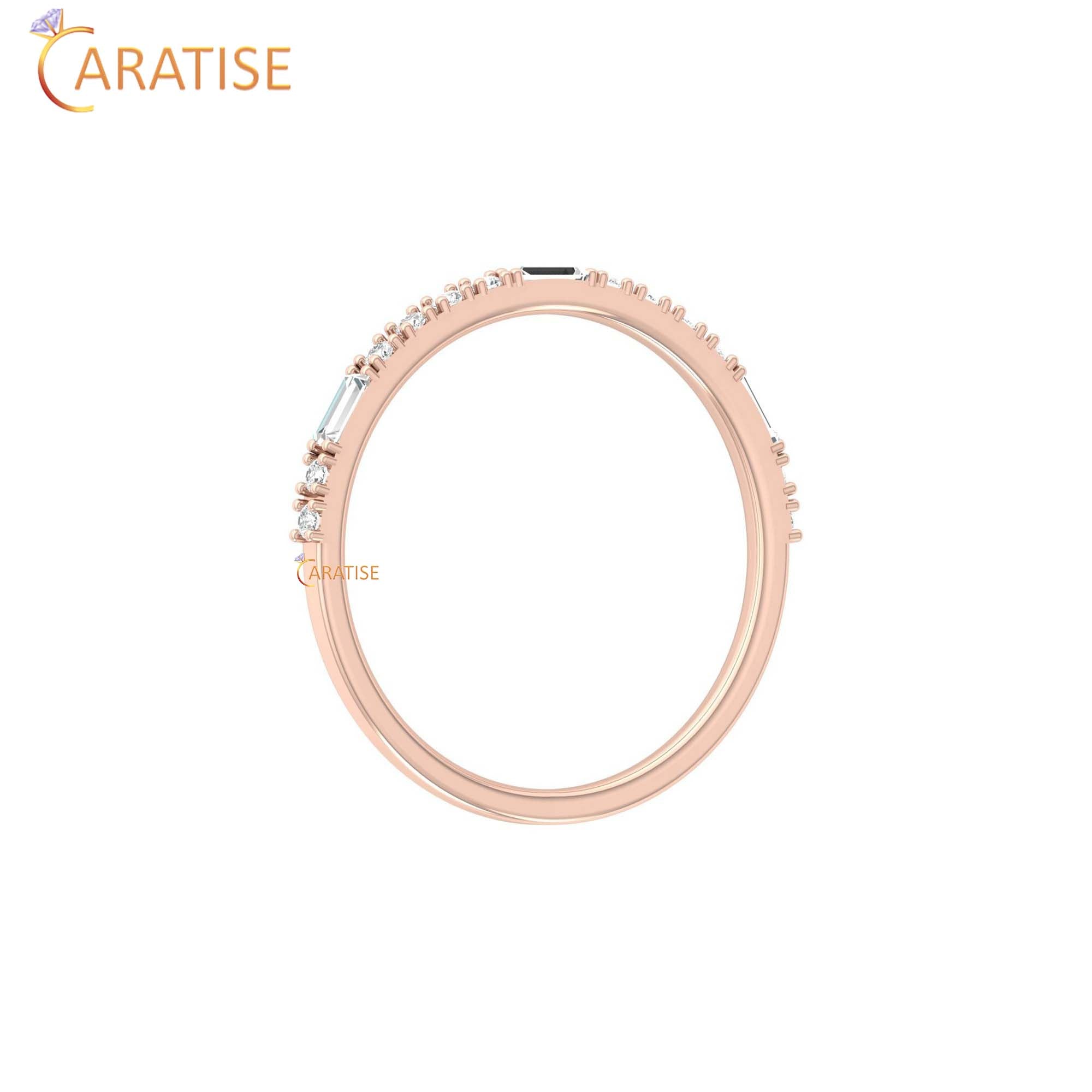 0.24 TDW Round & Baguette Cut Minimalist Diamond Ring
