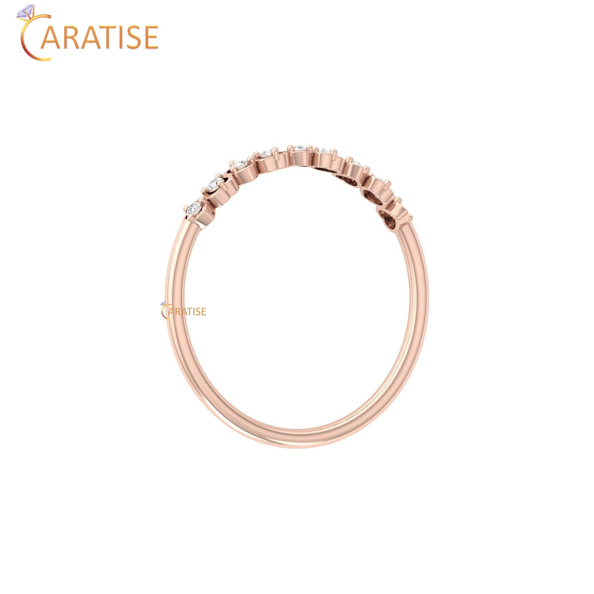 0.06 TDW Round Cut Minimalist Women's Diamond Ring