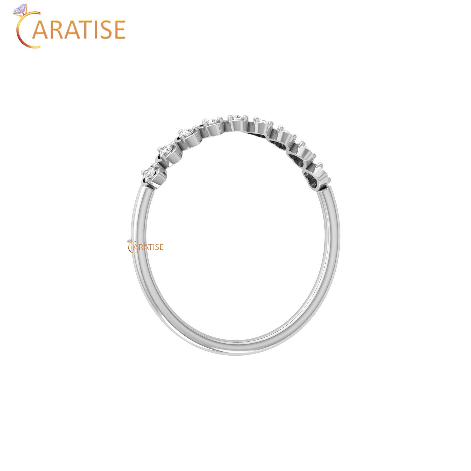 0.06 TDW Round Cut Minimalist Women's Diamond Ring