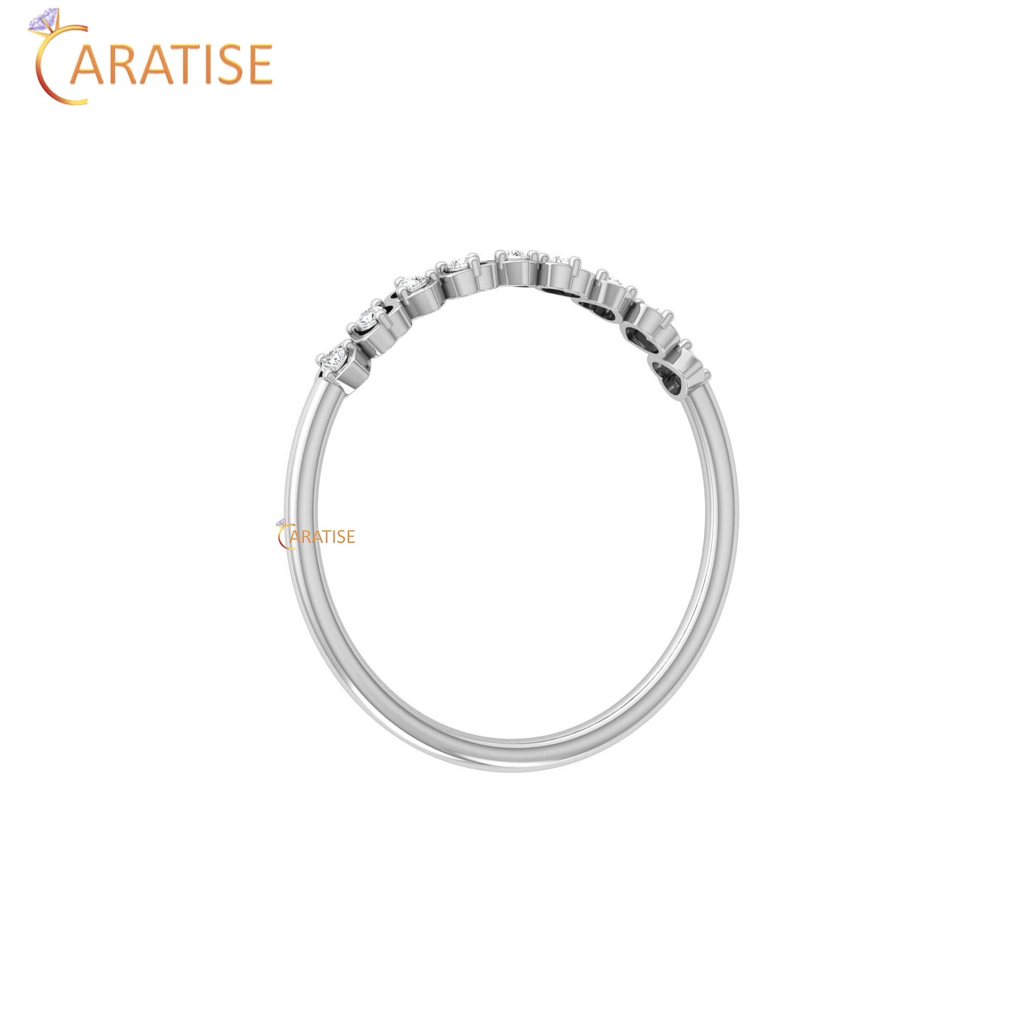 0.06 TDW Round Cut Minimalist Women's Diamond Ring