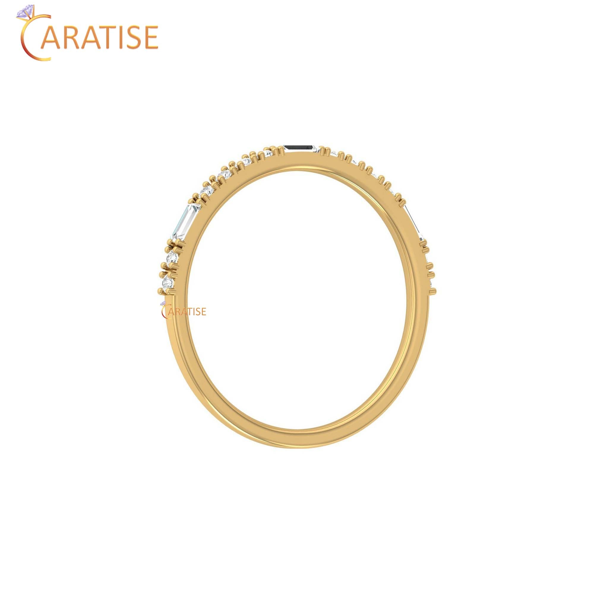 0.24 TDW Round & Baguette Cut Minimalist Diamond Ring