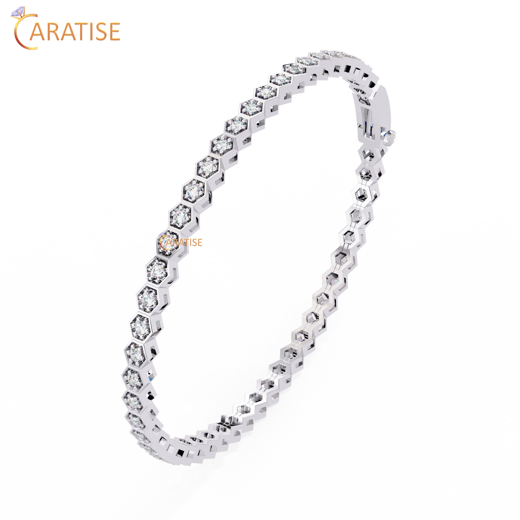 1.09 TDW Round Cut Diamond Women's Bangle Bracelet