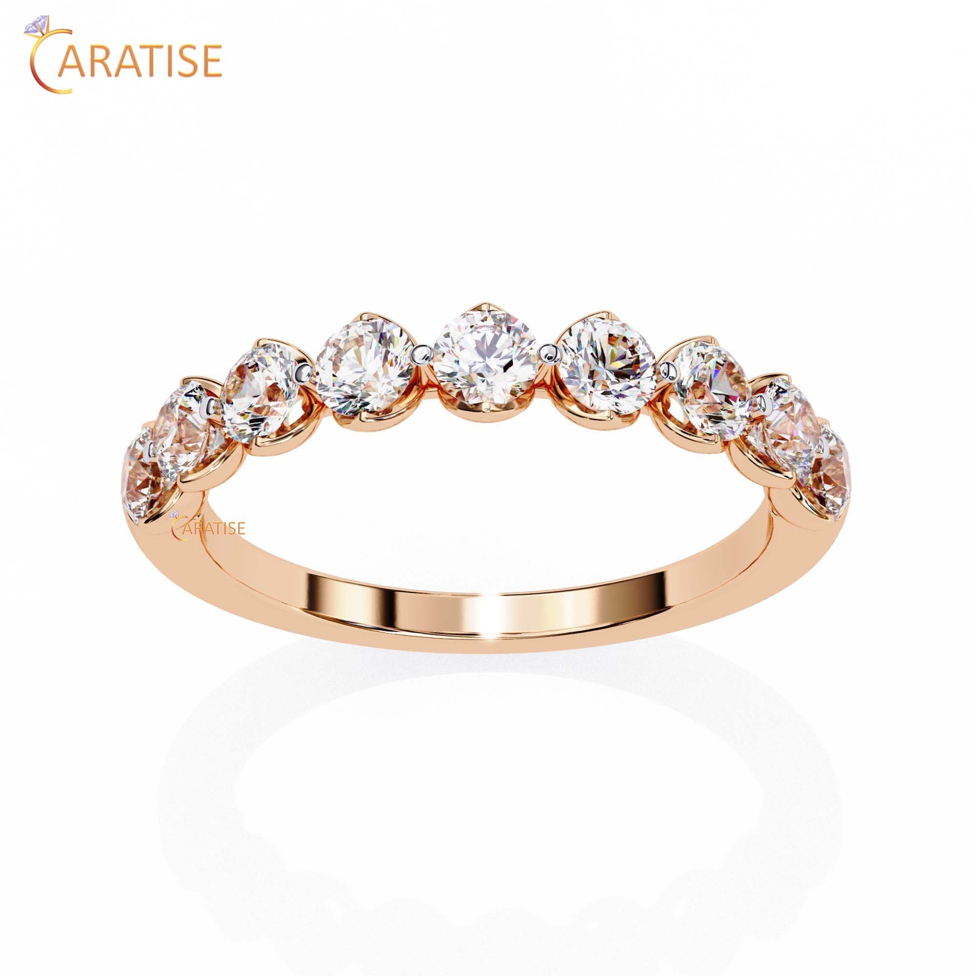0.97 TDW Women's Round Cut Minimalist Diamond Ring
