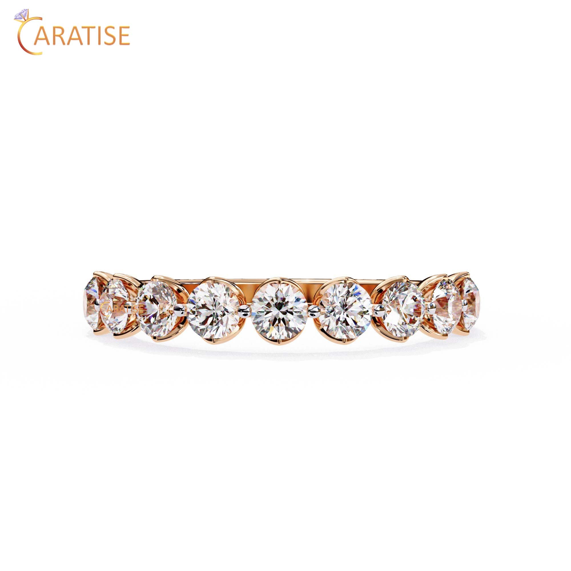 0.97 TDW Women's Round Cut Minimalist Diamond Ring