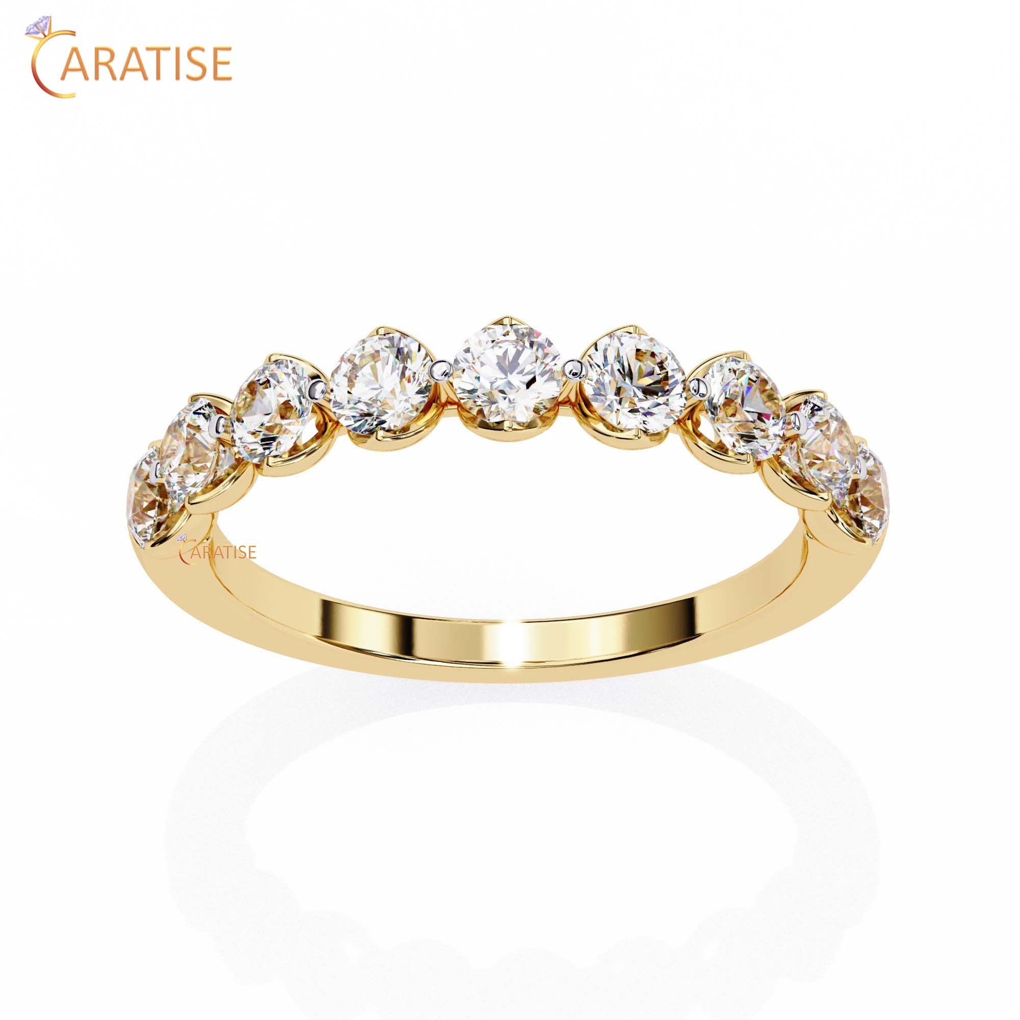 0.97 TDW Women's Round Cut Minimalist Diamond Ring