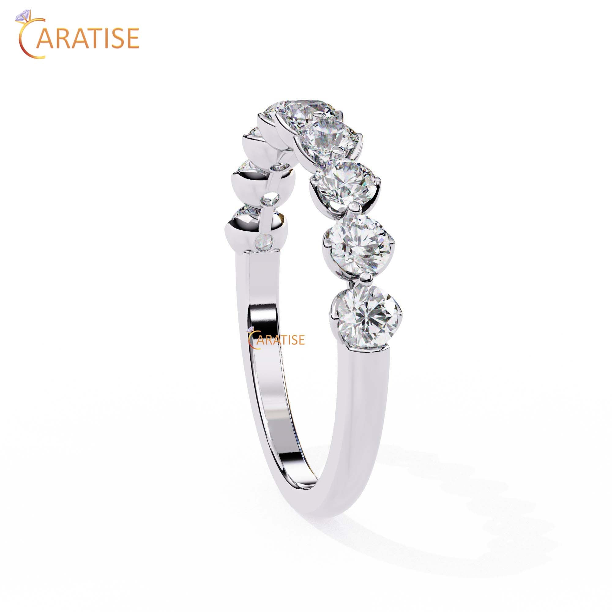 0.97 TDW Women's Round Cut Minimalist Diamond Ring