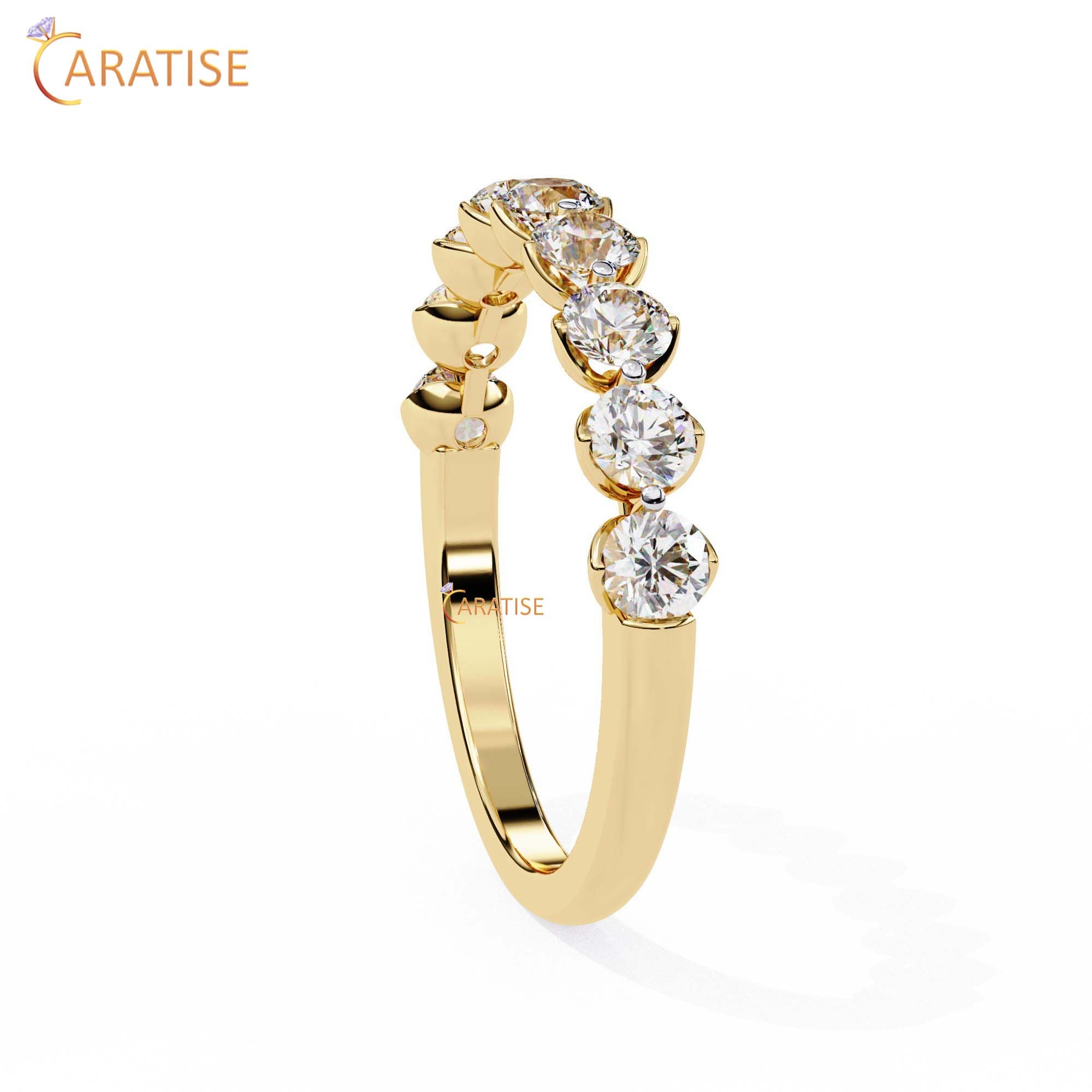 0.97 TDW Women's Round Cut Minimalist Diamond Ring