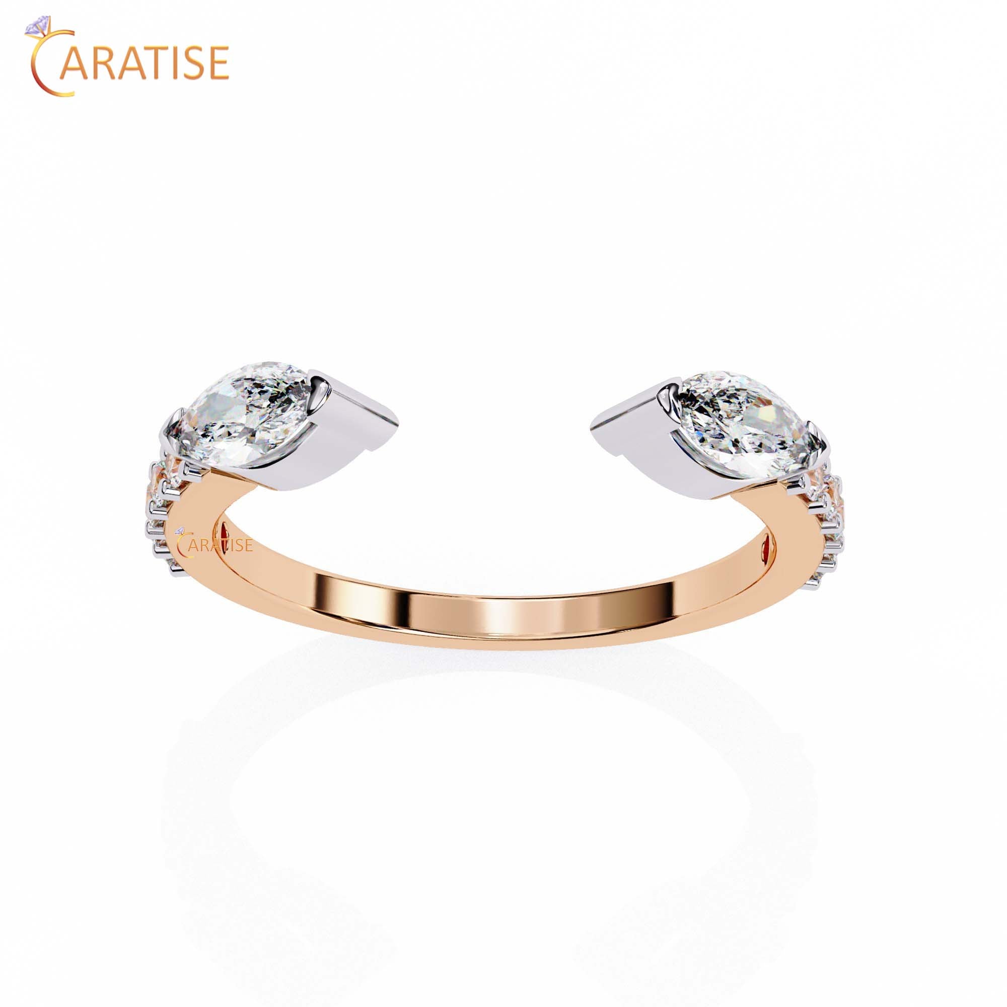 0.46 TDW Round & Marquise Cut Diamond Women's Minimalist Ring