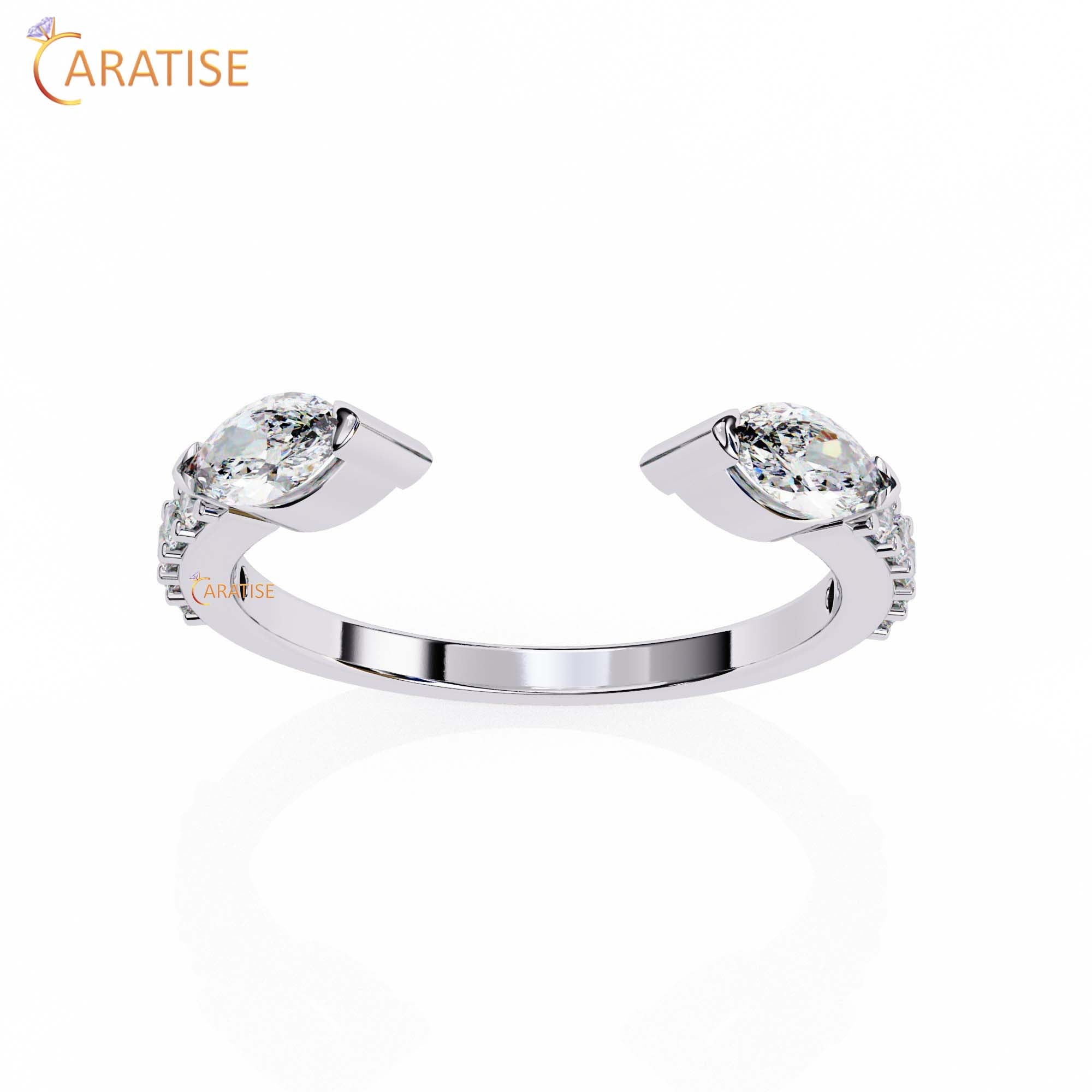 0.46 TDW Round & Marquise Cut Diamond Women's Minimalist Ring