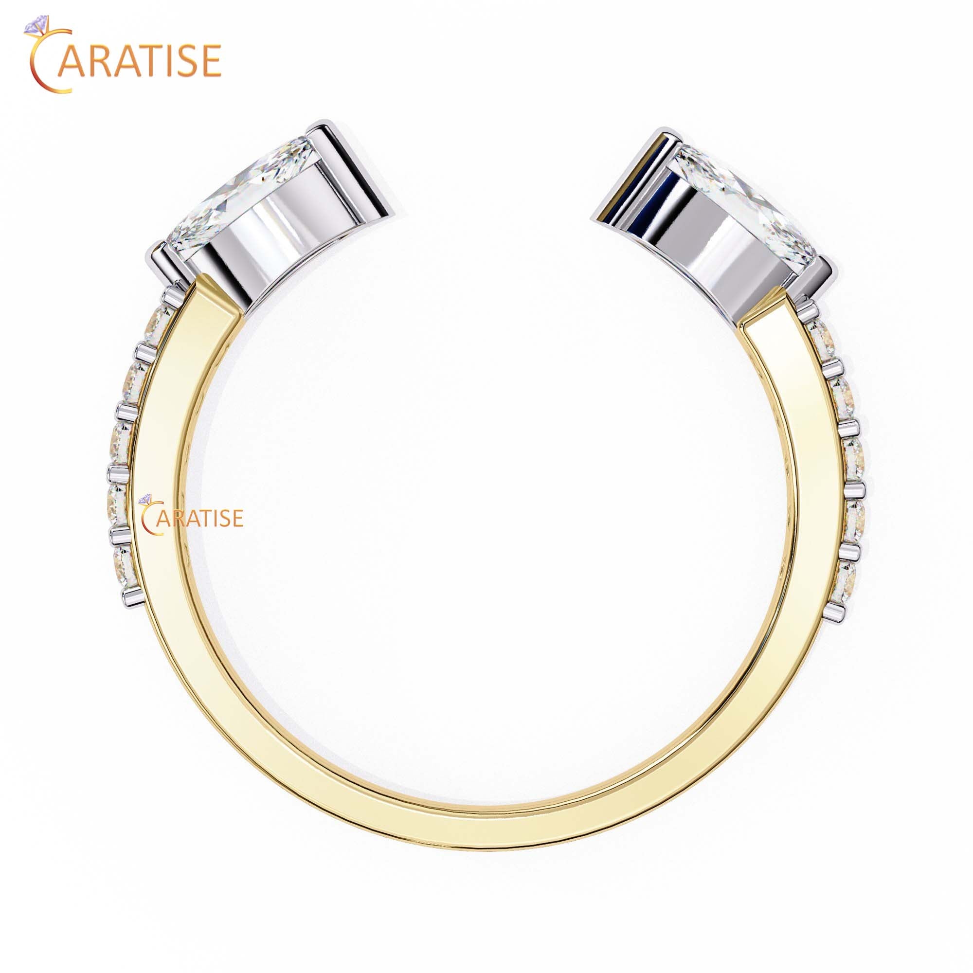 0.46 TDW Round & Marquise Cut Diamond Women's Minimalist Ring