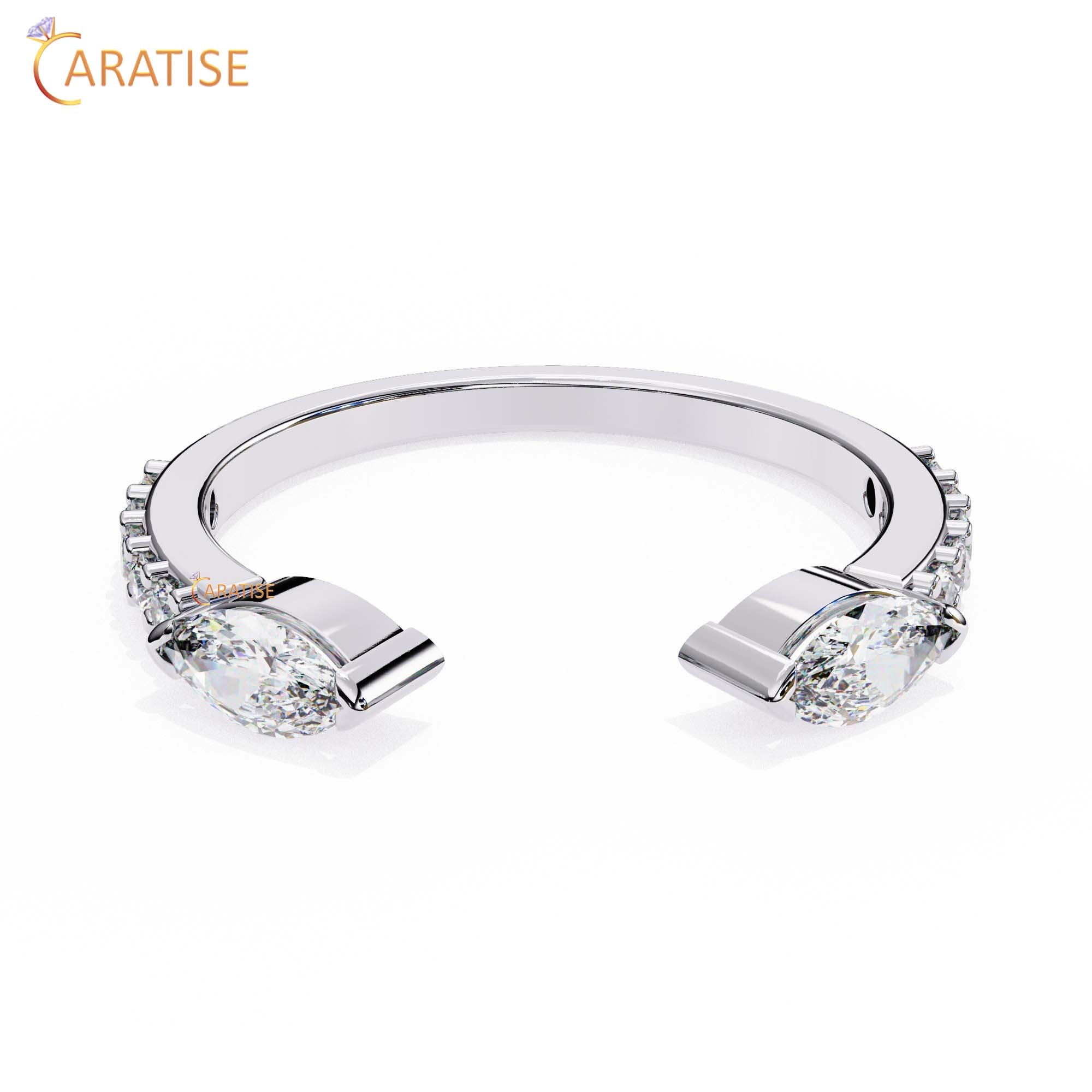 0.46 TDW Round & Marquise Cut Diamond Women's Minimalist Ring