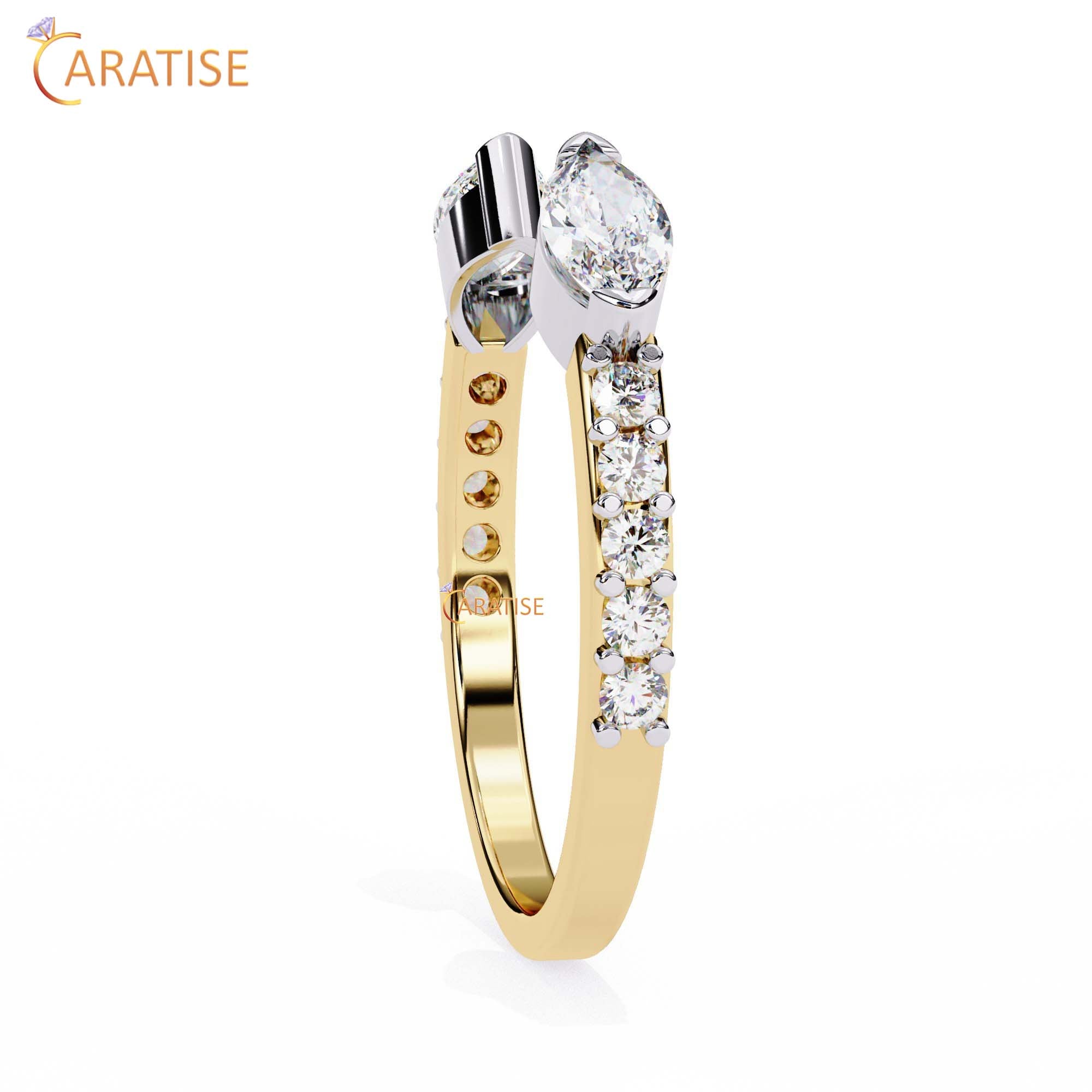 0.46 TDW Round & Marquise Cut Diamond Women's Minimalist Ring