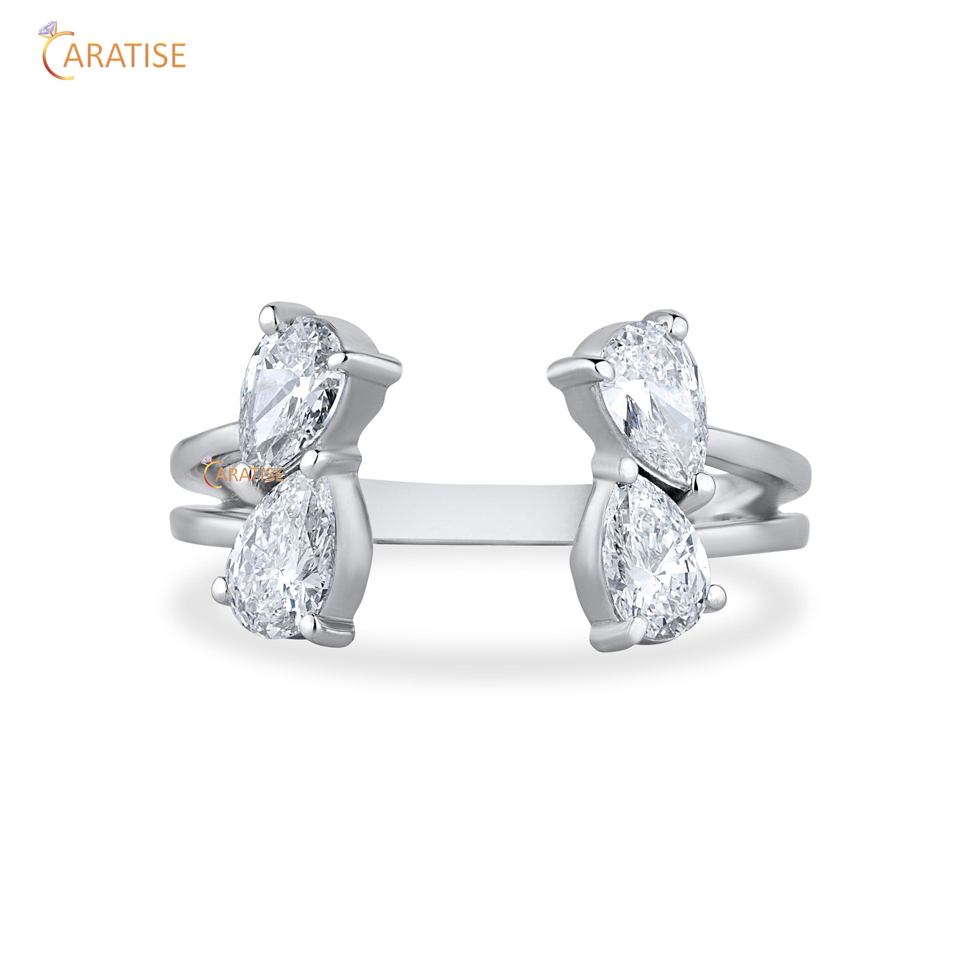 0.80 TDW Pear Cut Moissanite Diamond Engagement Ring 925 Silver