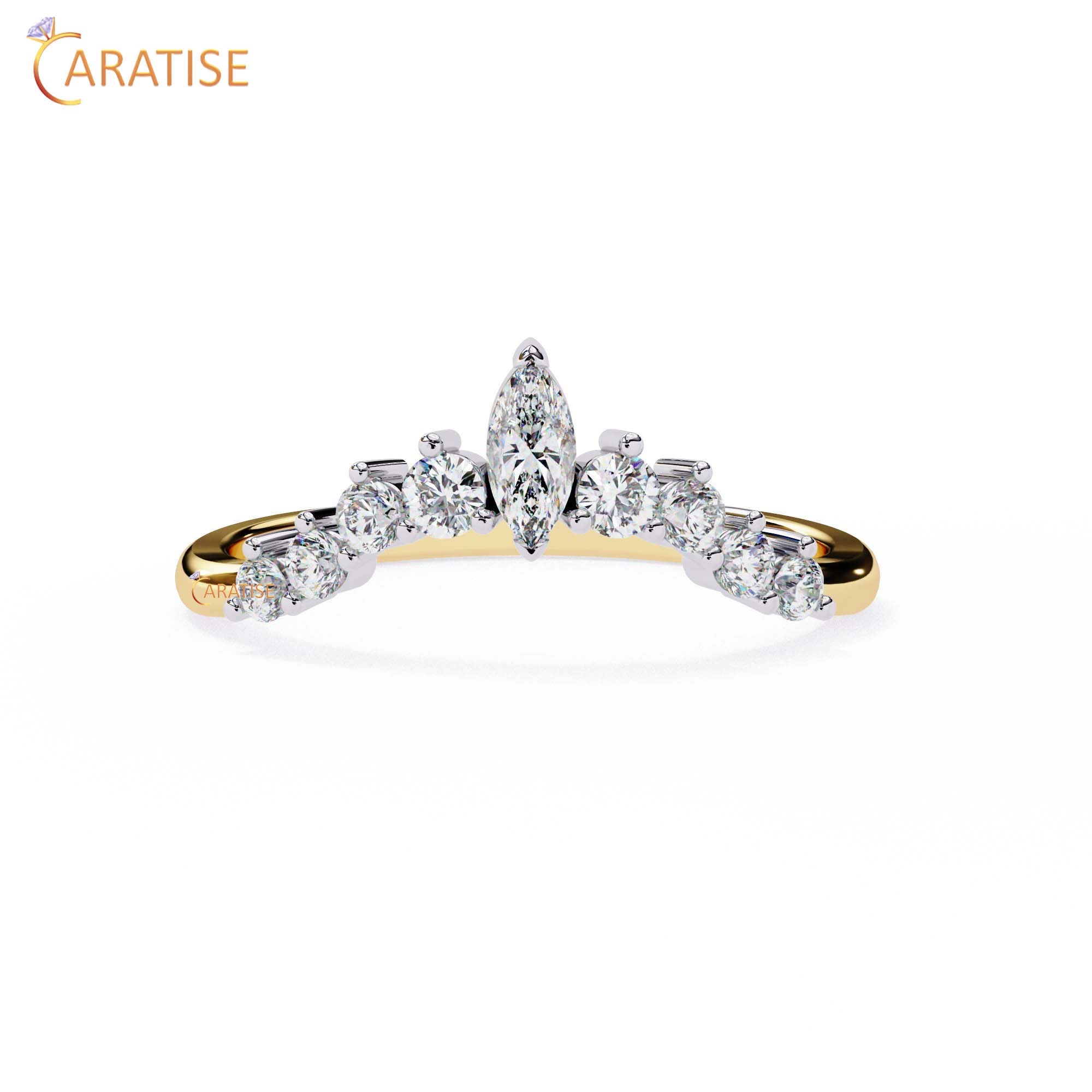 0.39 TDW Round & Marquise Cut Minimalist Diamond Women's Ring