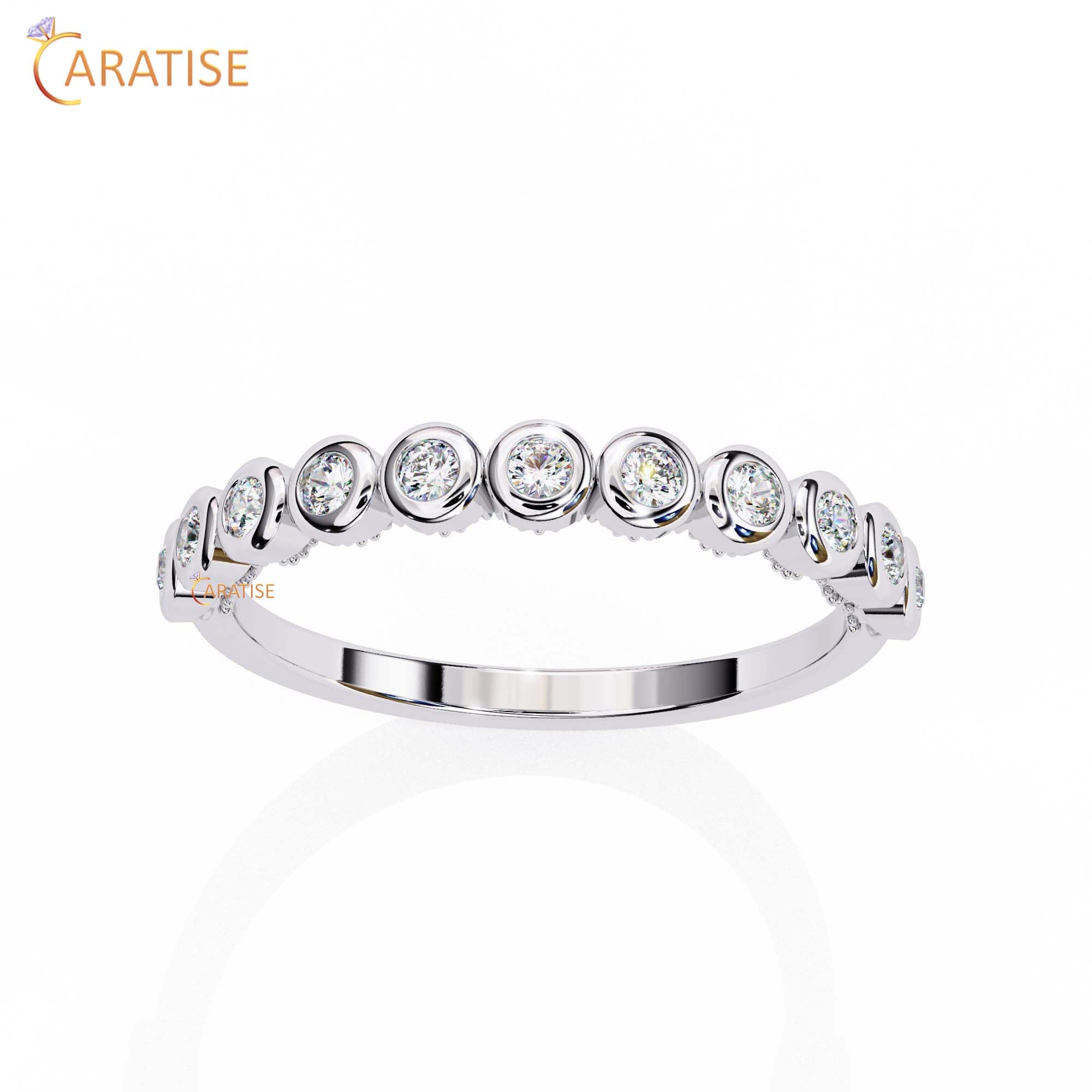 0.17 TDW Round Cut Diamond Minimalist Women's Ring