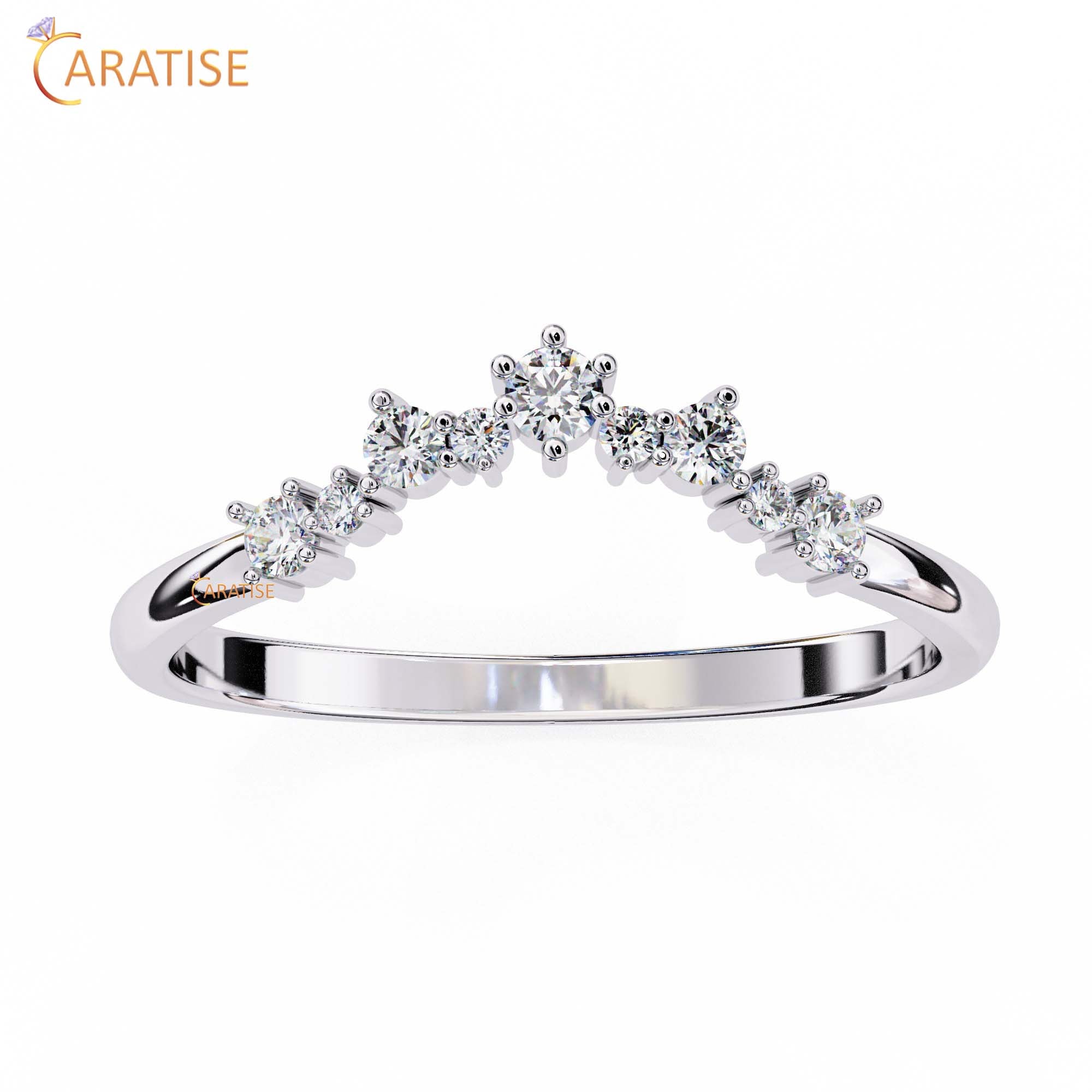 0.383 TDW Round Cut Diamond Women's Minimalist Ring