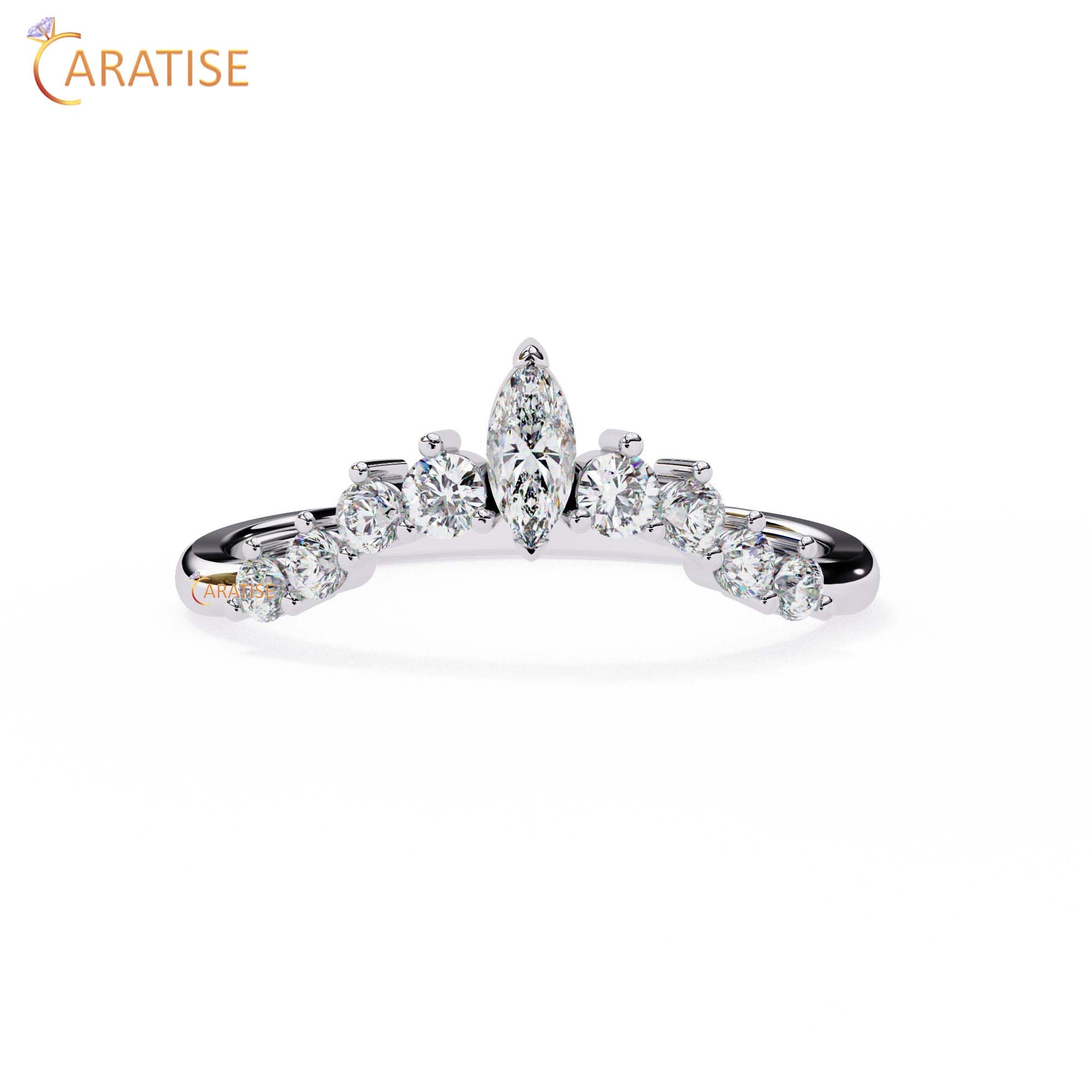 0.39 TDW Round & Marquise Cut Minimalist Diamond Women's Ring