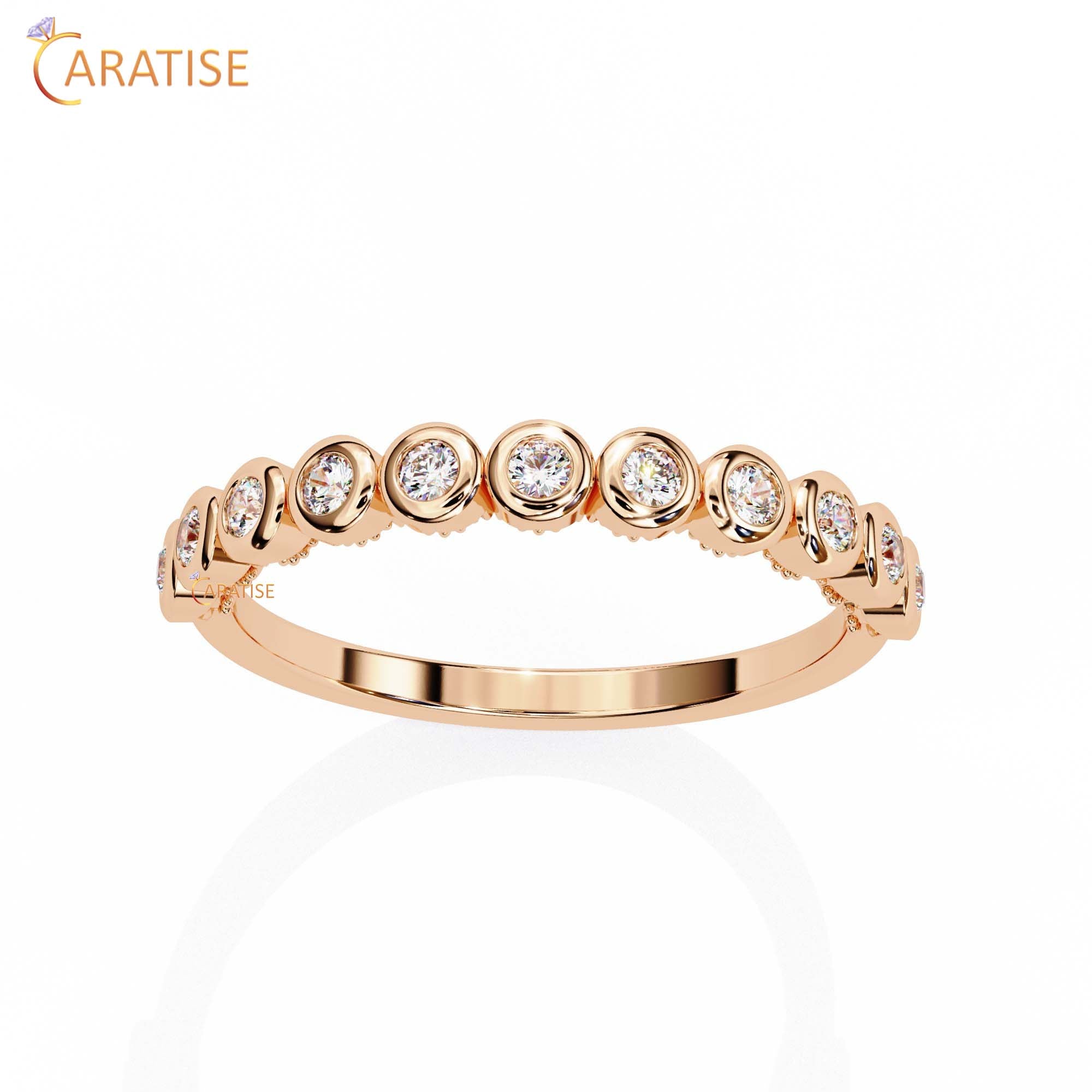 0.17 TDW Round Cut Diamond Minimalist Women's Ring