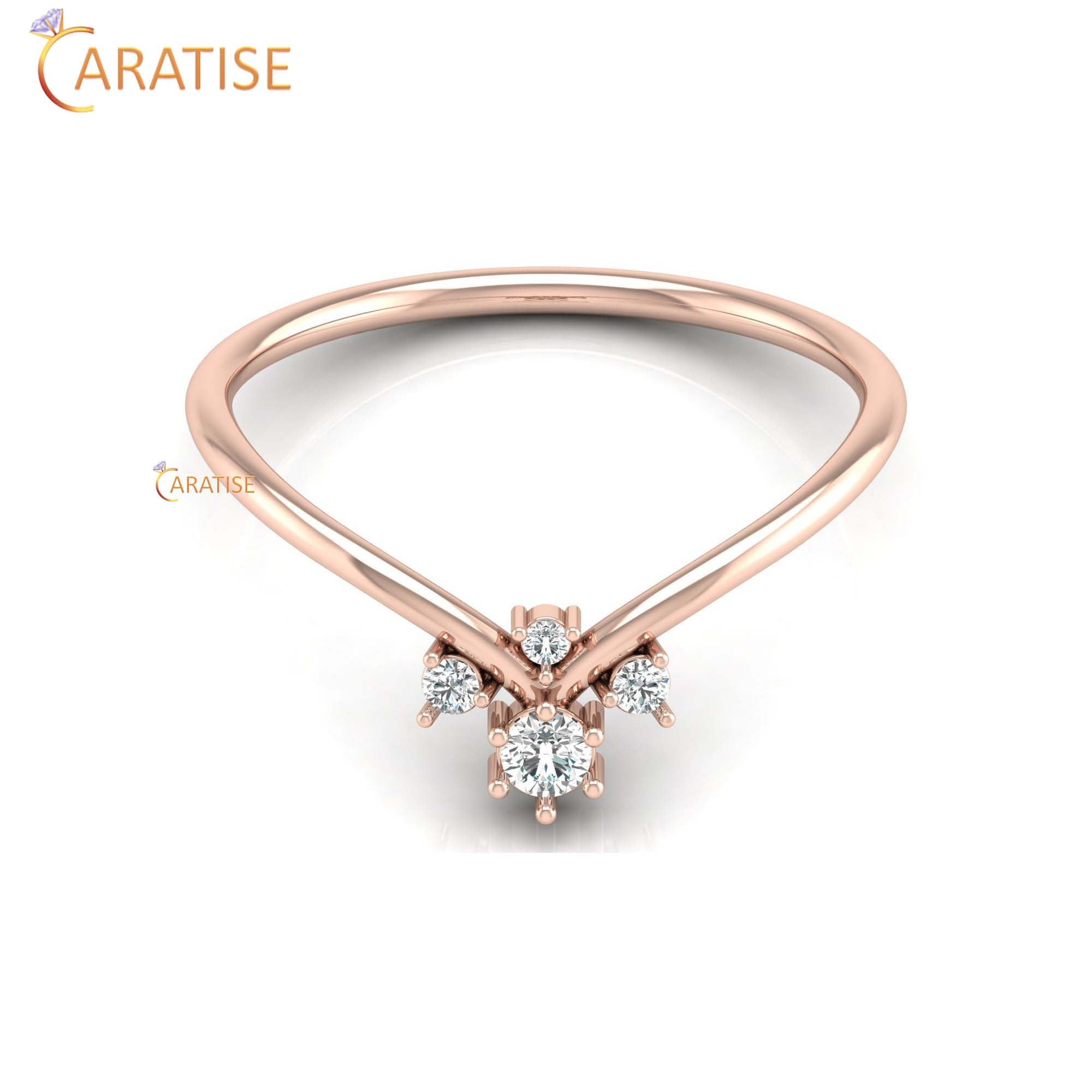 0.10 TDW Round Cut Minimalist Diamond Ring