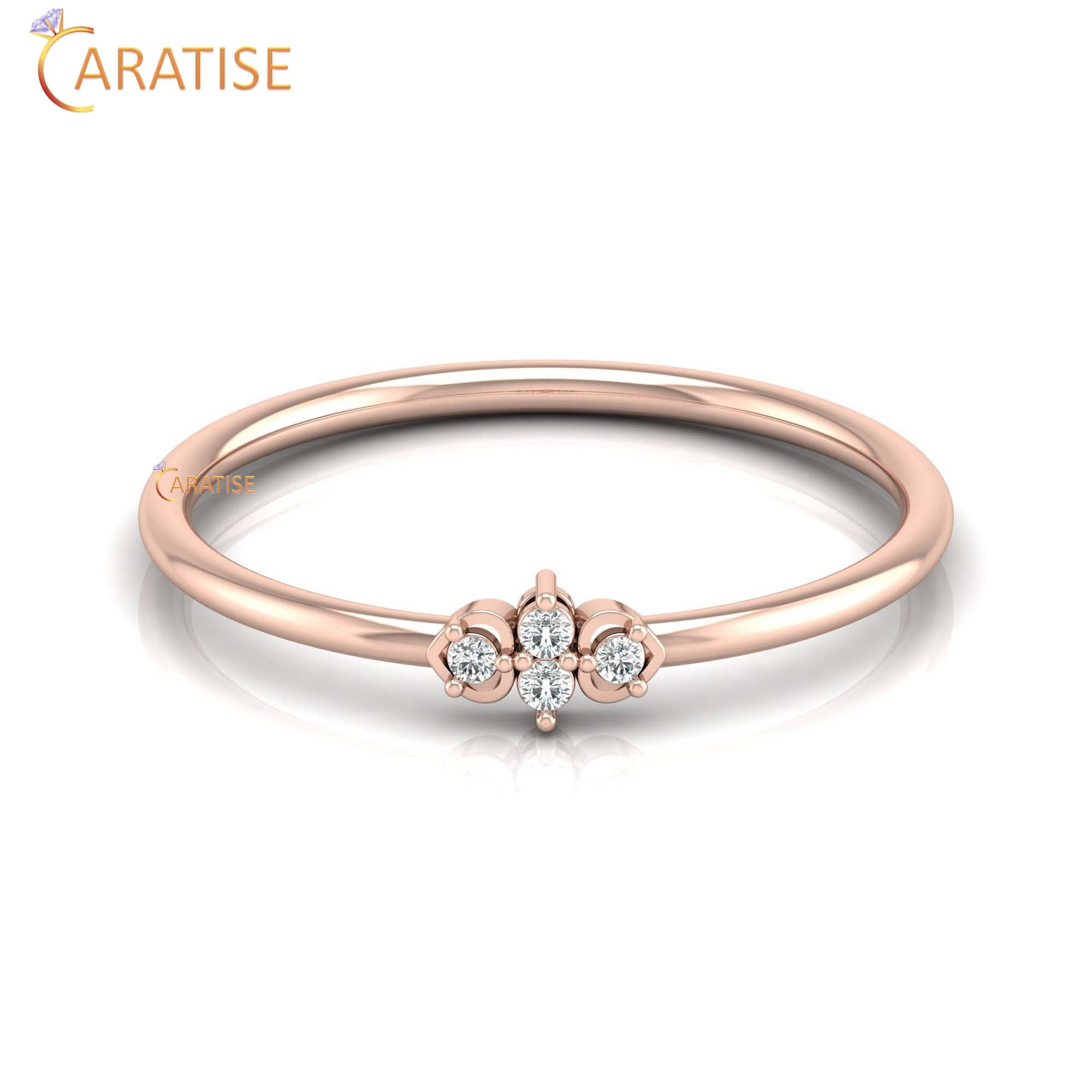 0.03 TDW Round Cut Minimalist Women's Diamond Ring