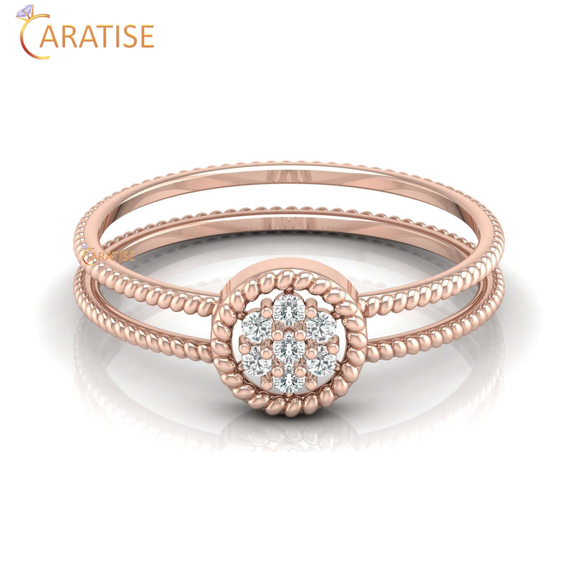 0.09 TDW Round Cut Minimalist Women's Diamond Ring