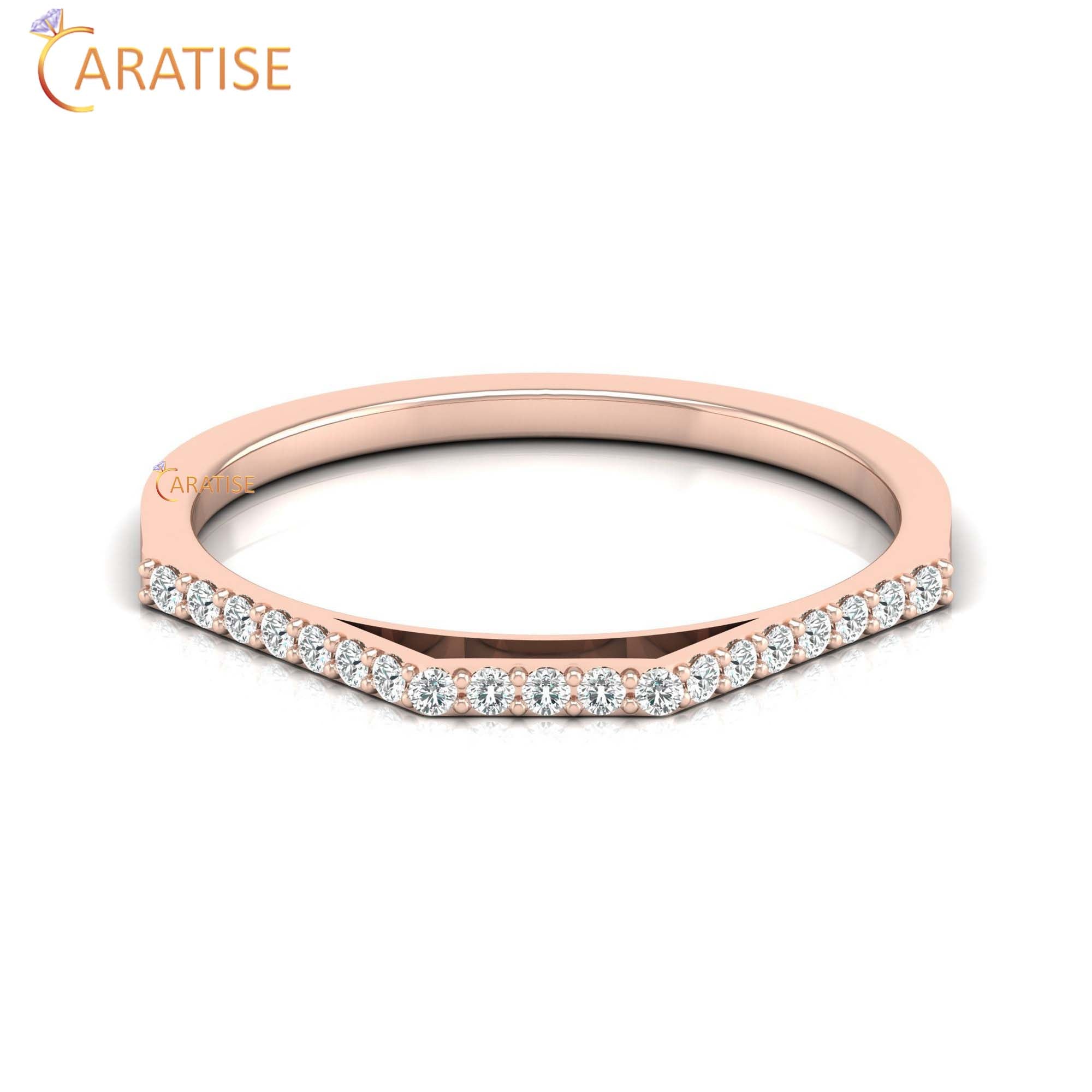 0.12 TDW Round Cut Women's Minimalist Diamond Ring