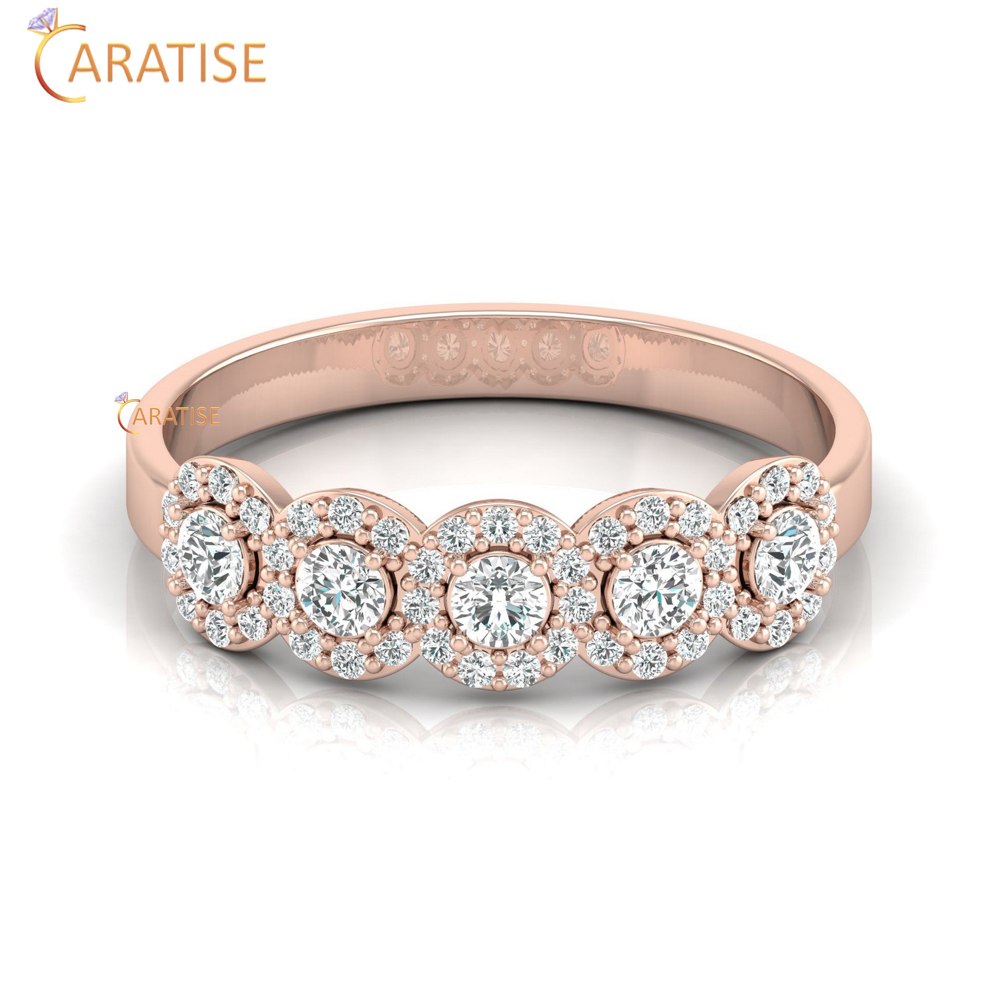 0.45 TDW Round Cut Women's Minimalist Diamond Ring