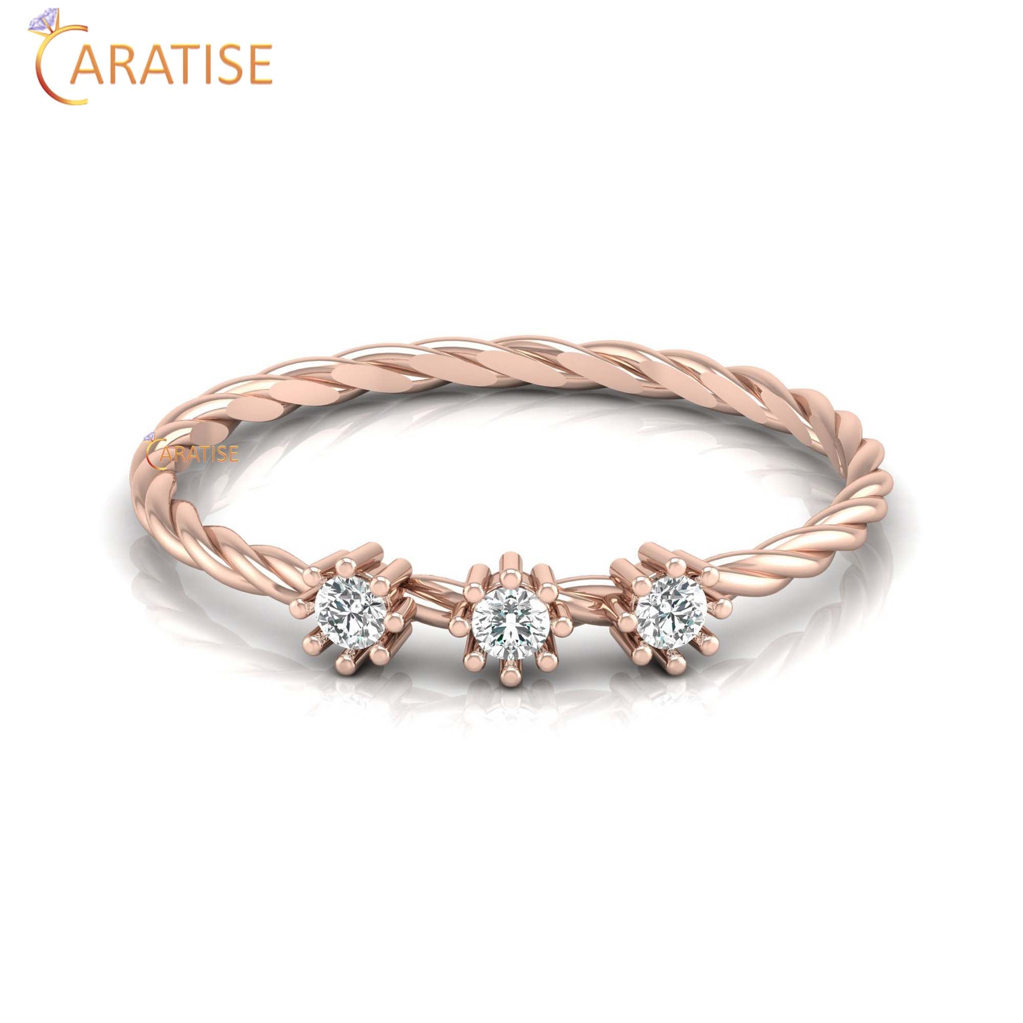 0.09 TDW Round Cut Minimalist Women's Diamond Ring