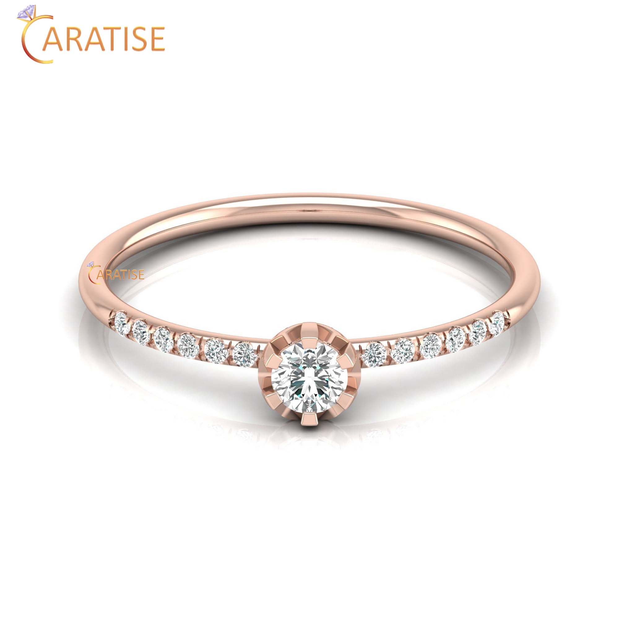 0.19 TDW Round Cut Minimalist Women's Diamond Ring