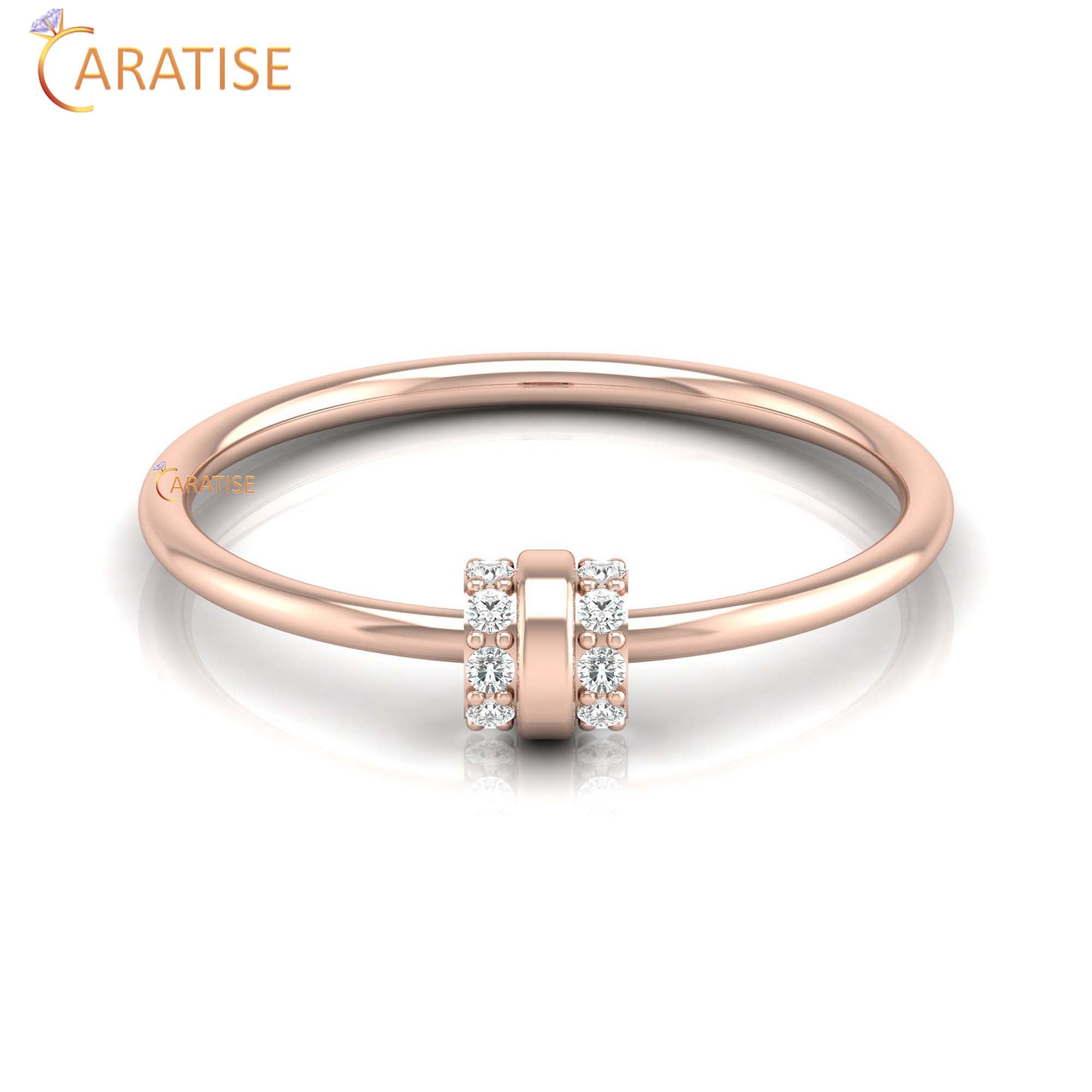 0.07 TDW Round Cut Women's Minimalist Diamond Ring