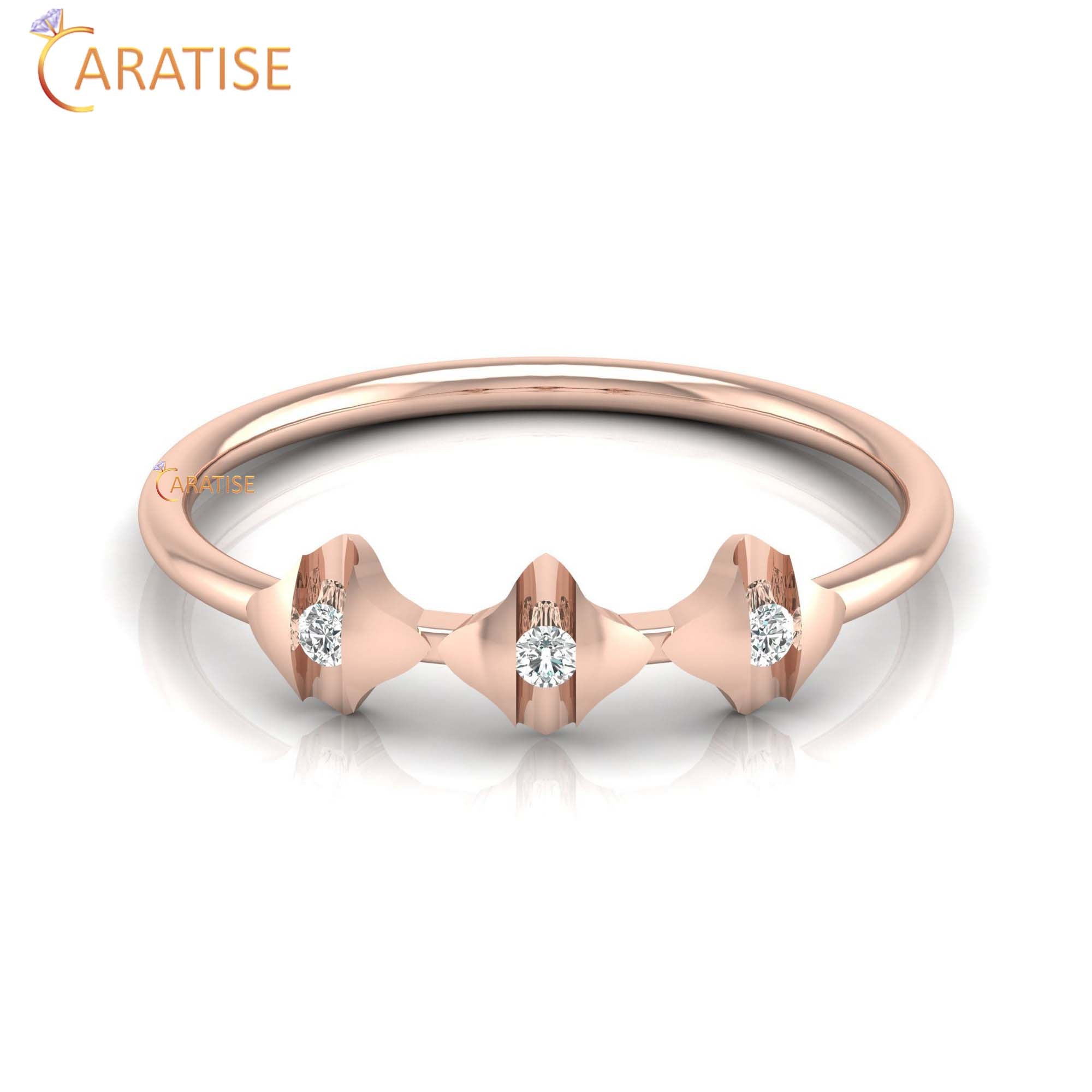0.05 TDW Round Cut Minimalist Women's Diamond Ring