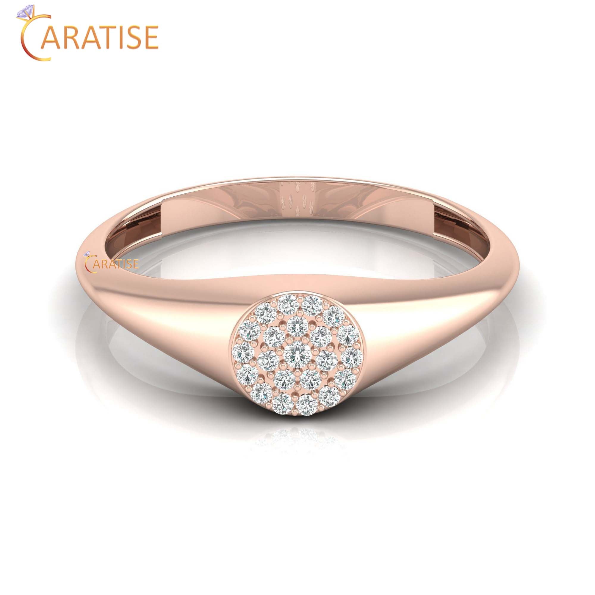 0.088 TDW Round Cut Women's Minimalist Diamond Ring