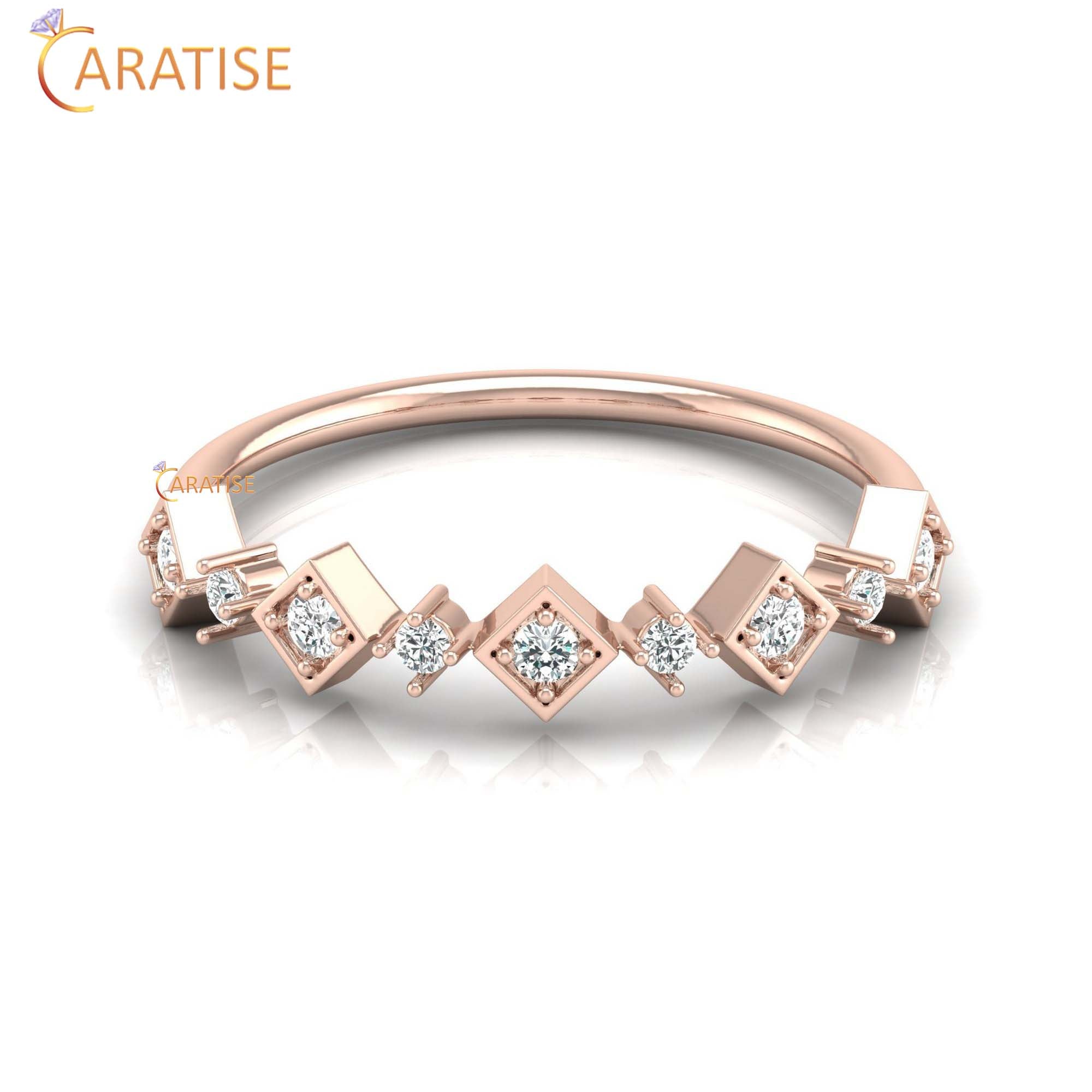 0.14 TDW Round Cut Minimalist Women's Diamond Ring