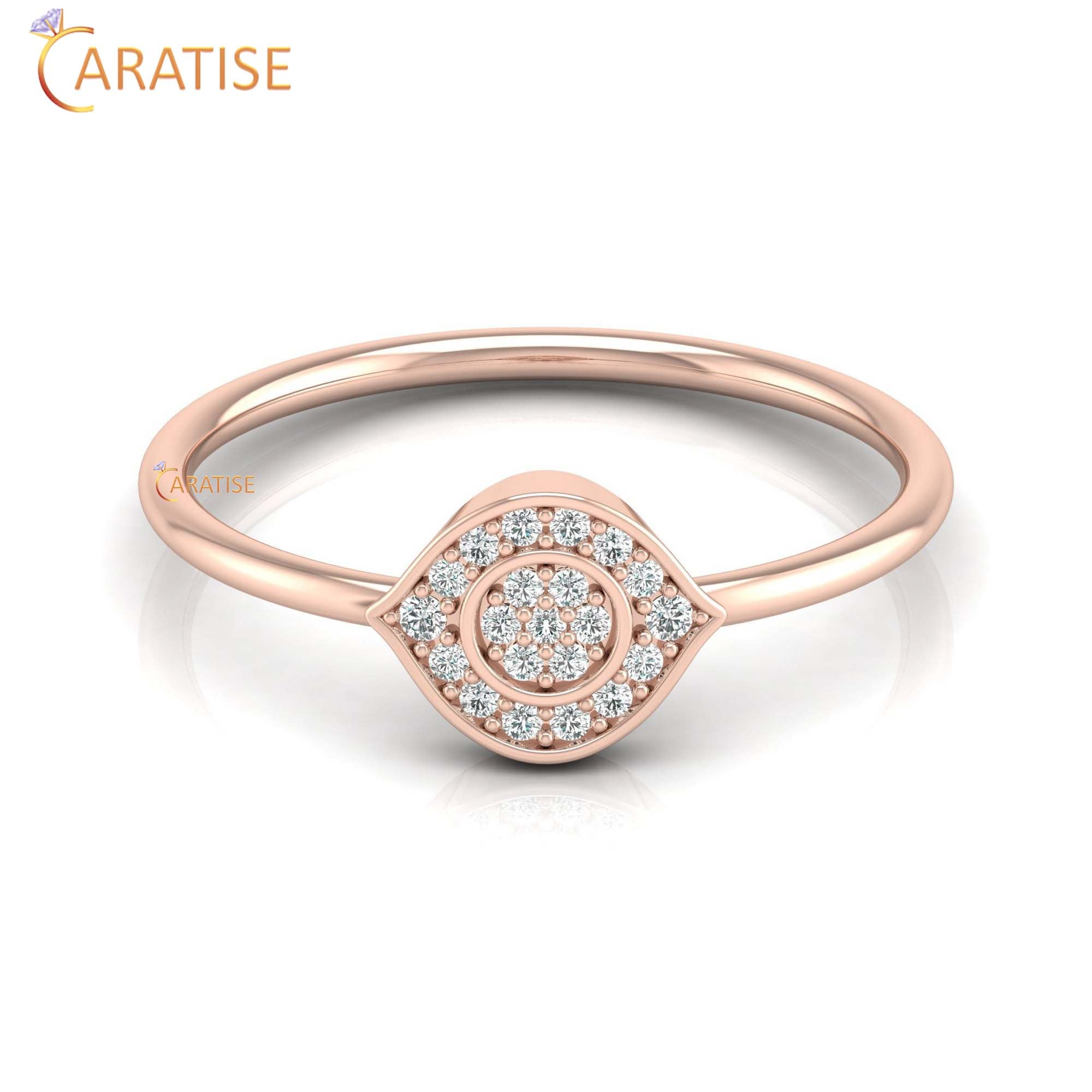 0.08 TDW Round Cut Women's Minimalist Diamond Ring