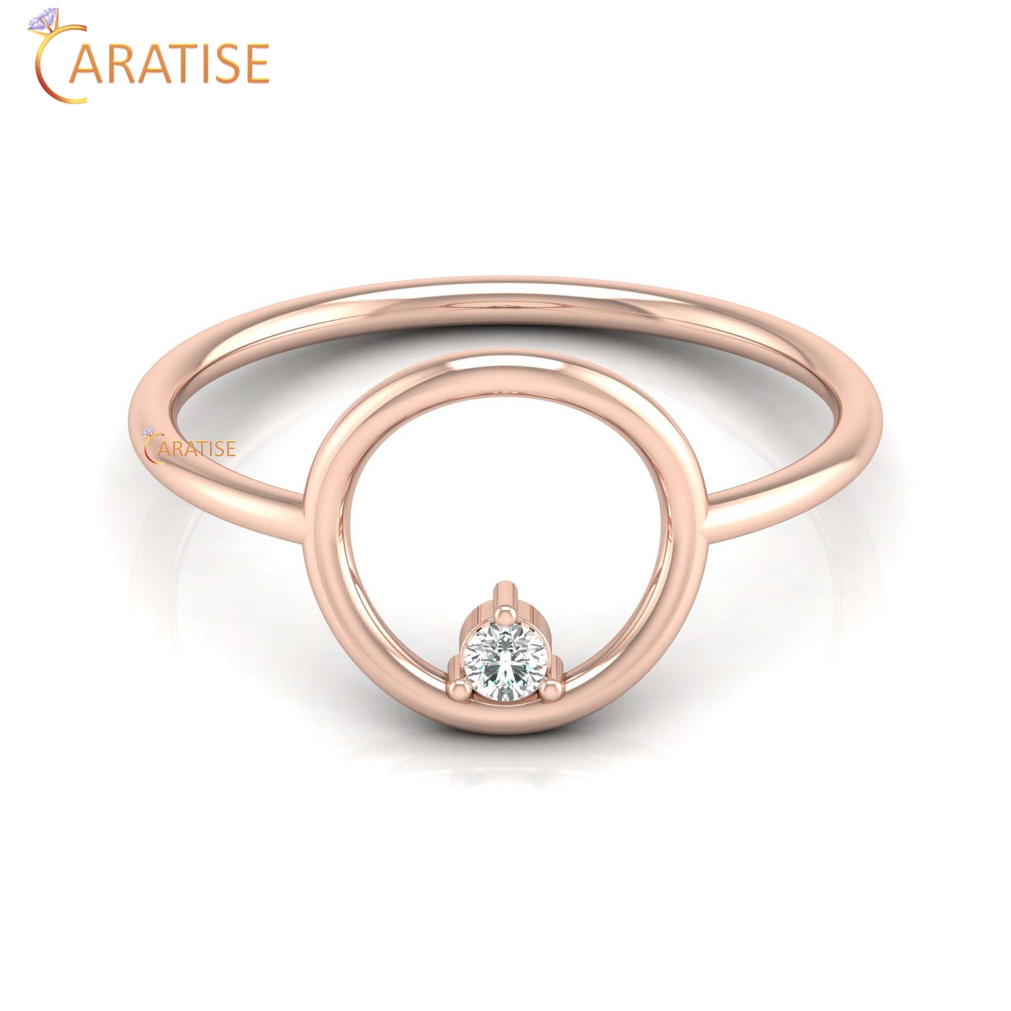 0.04 TDW Round Cut Women's Minimalist Diamond Ring