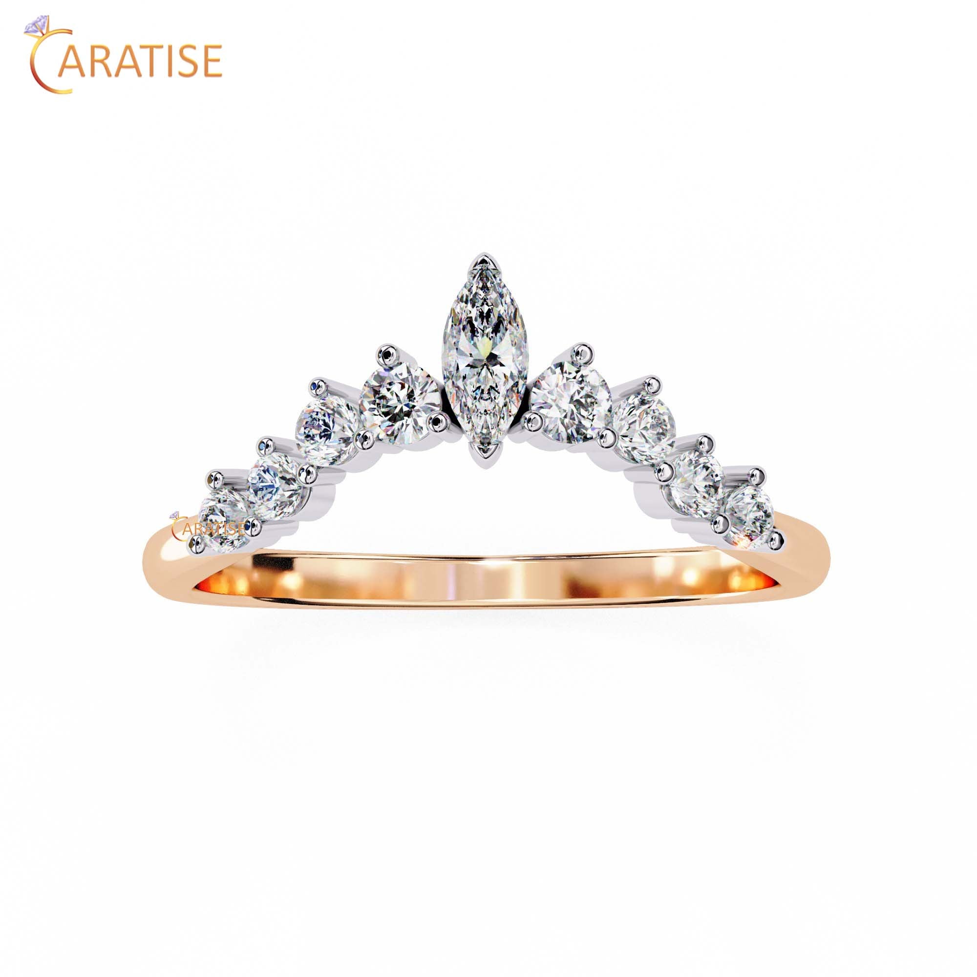 0.39 TDW Round & Marquise Cut Minimalist Diamond Women's Ring