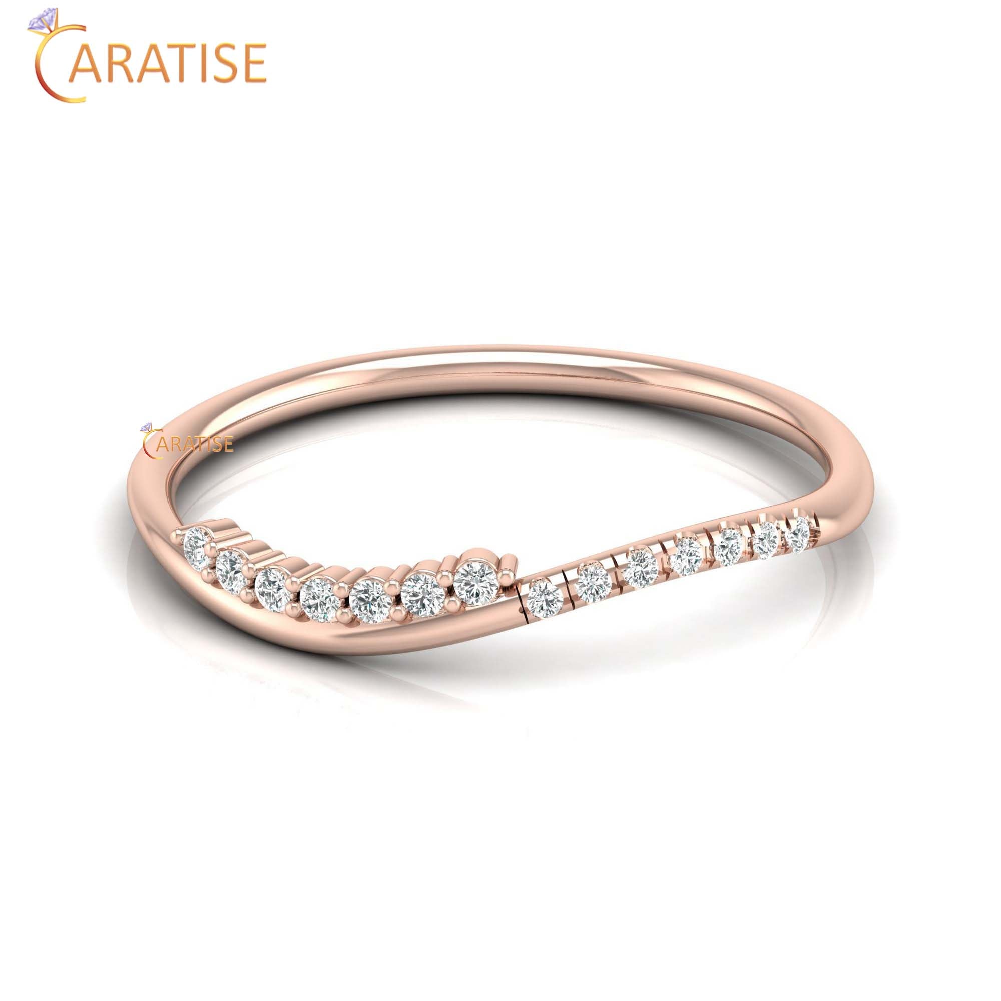 0.07 TDW Round Cut Minimalist Women's Diamond Ring