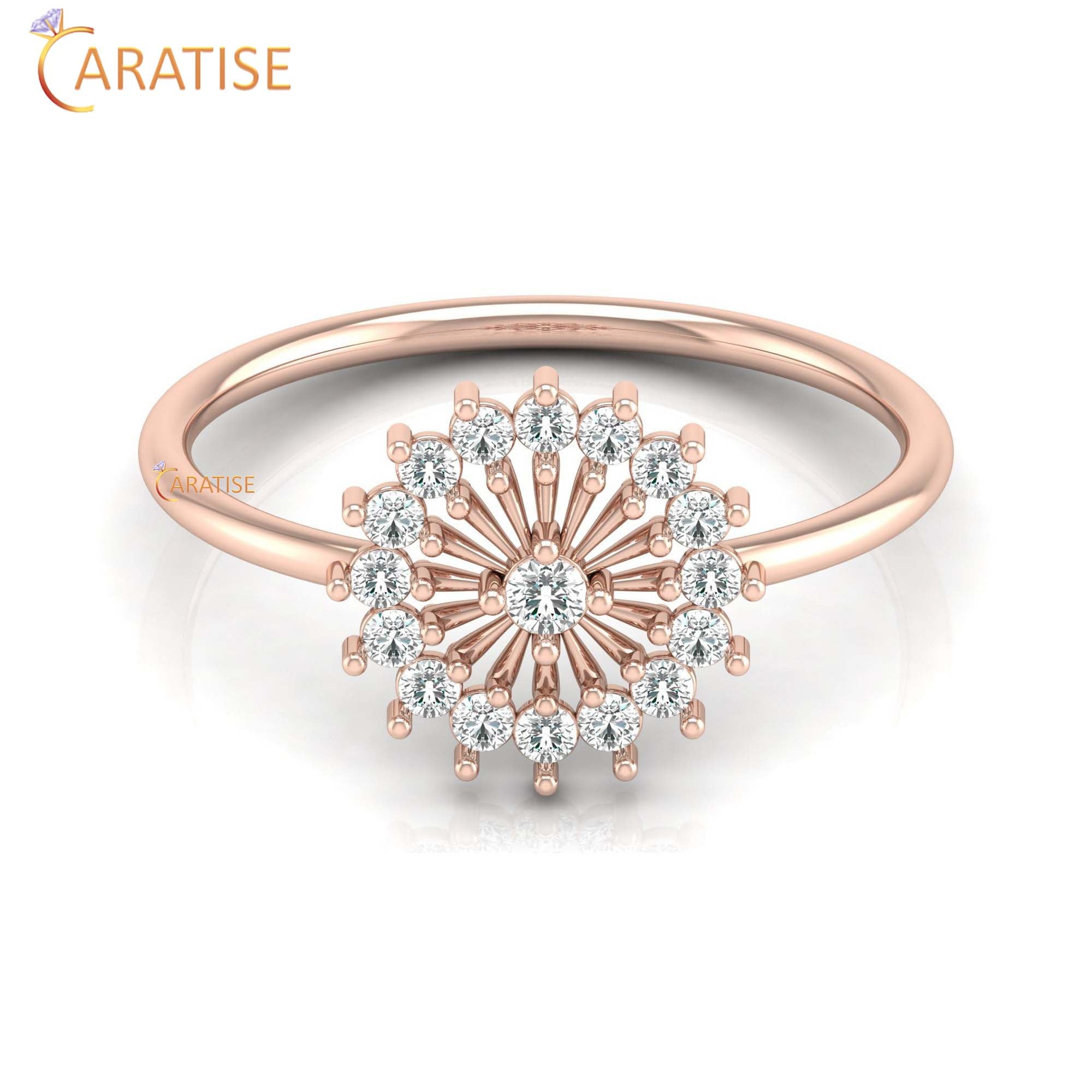 0.23 TDW Round Cut Women's Minimalist Diamond Ring