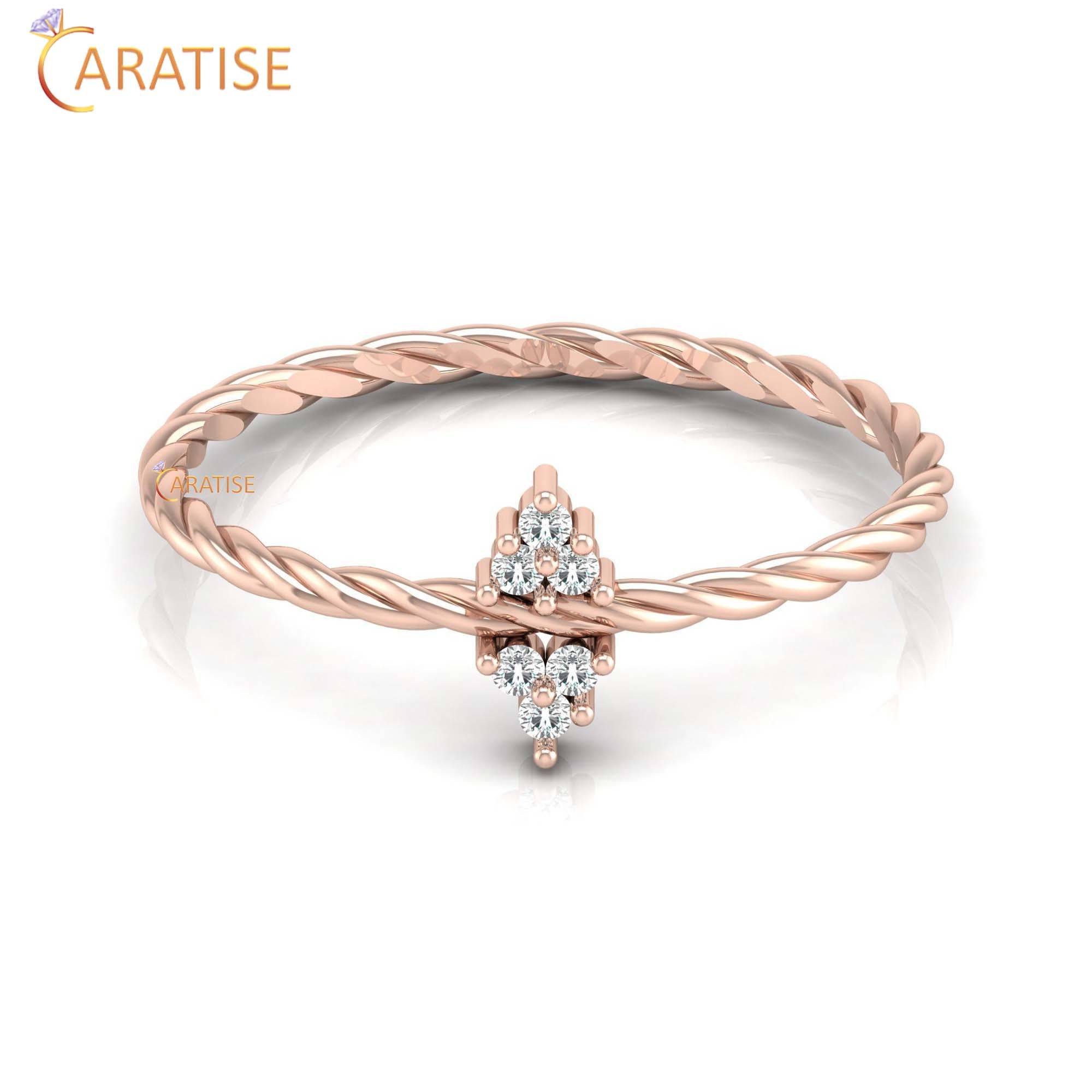 0.05 TDW Round Cut Minimalist Women's Diamond Ring