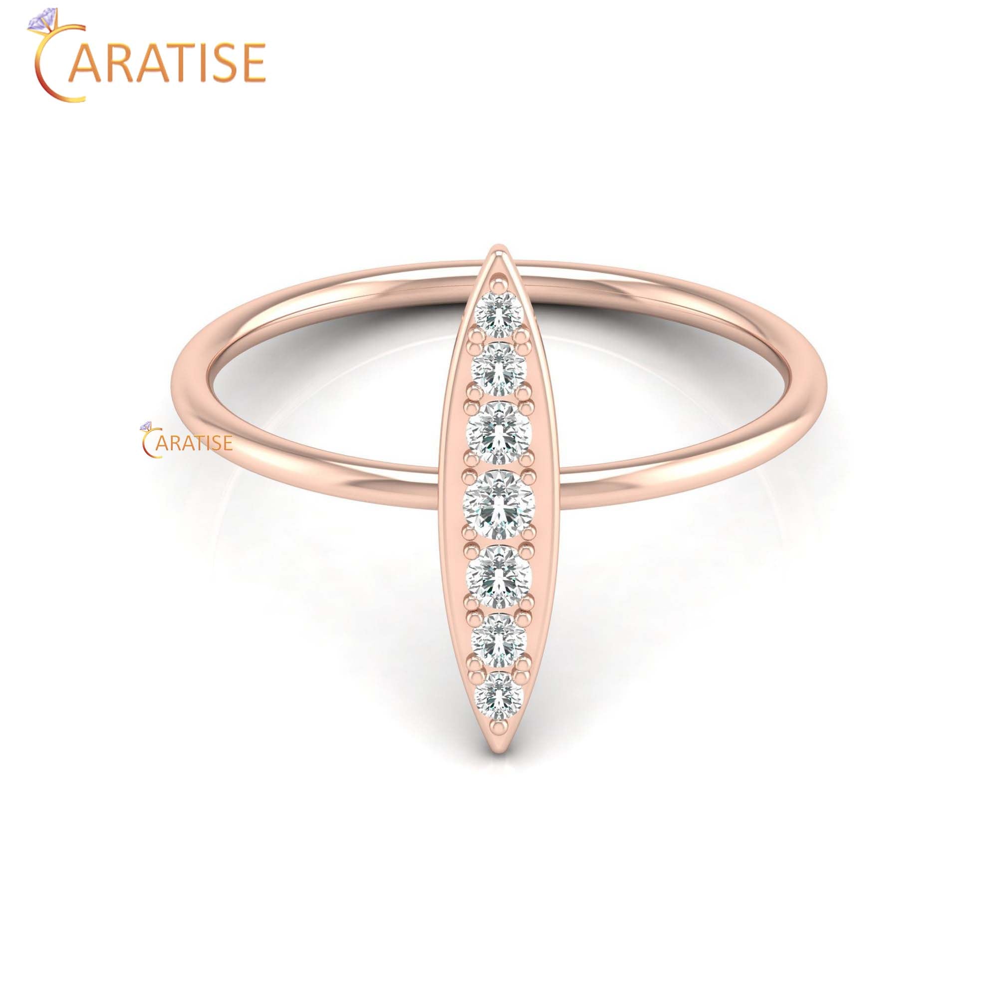 0.16 TDW Round Cut Women's Minimalist Diamond Ring