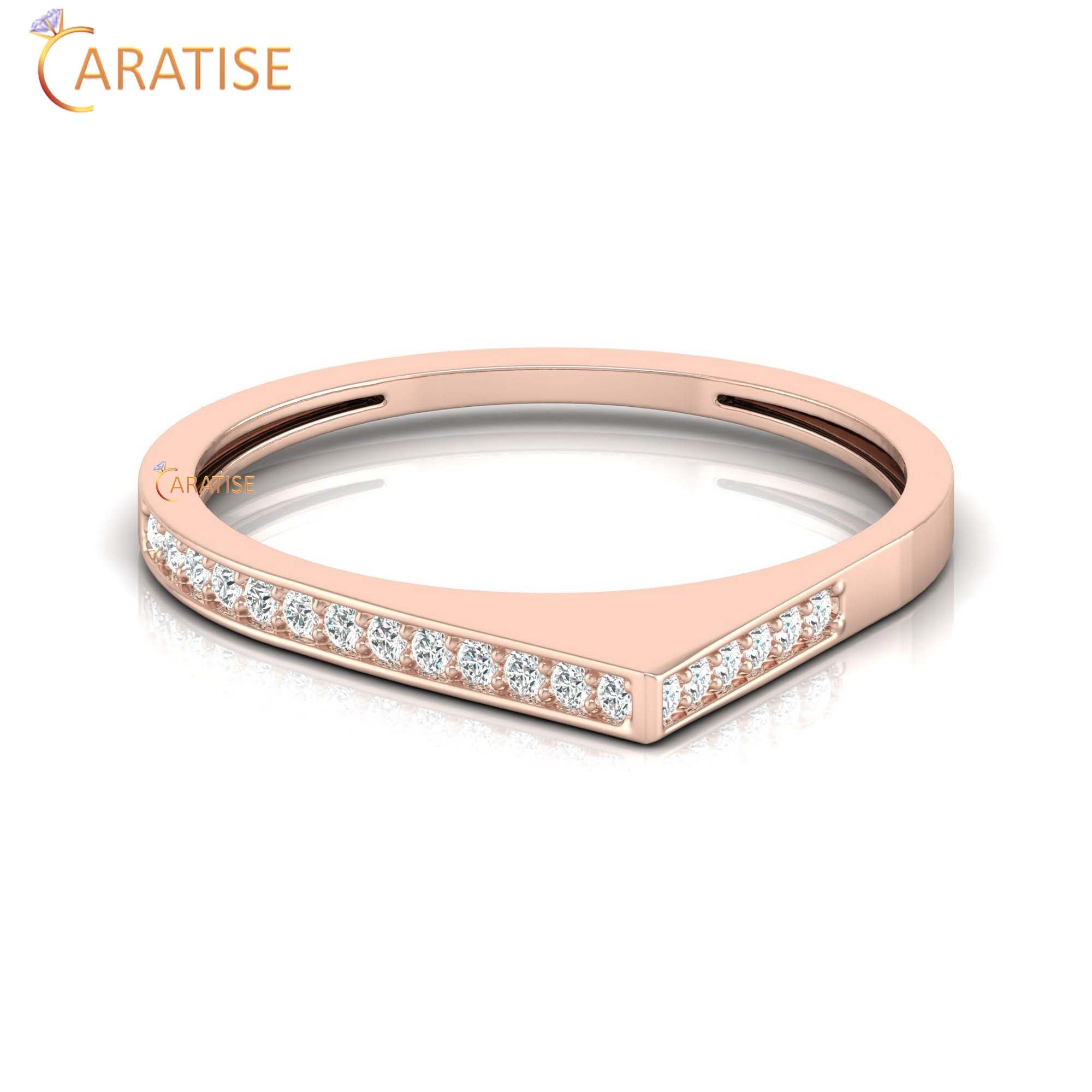 0.12 TDW Round Cut Minimalist Women's Diamond Ring
