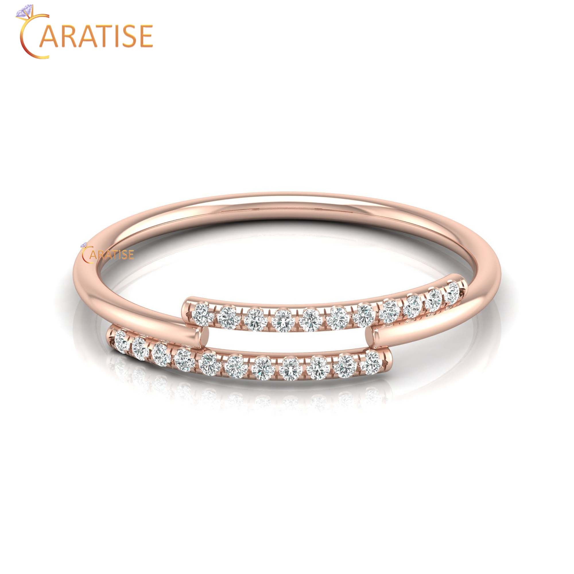 0.05 TDW Round Cut Minimalist Women's Diamond Ring