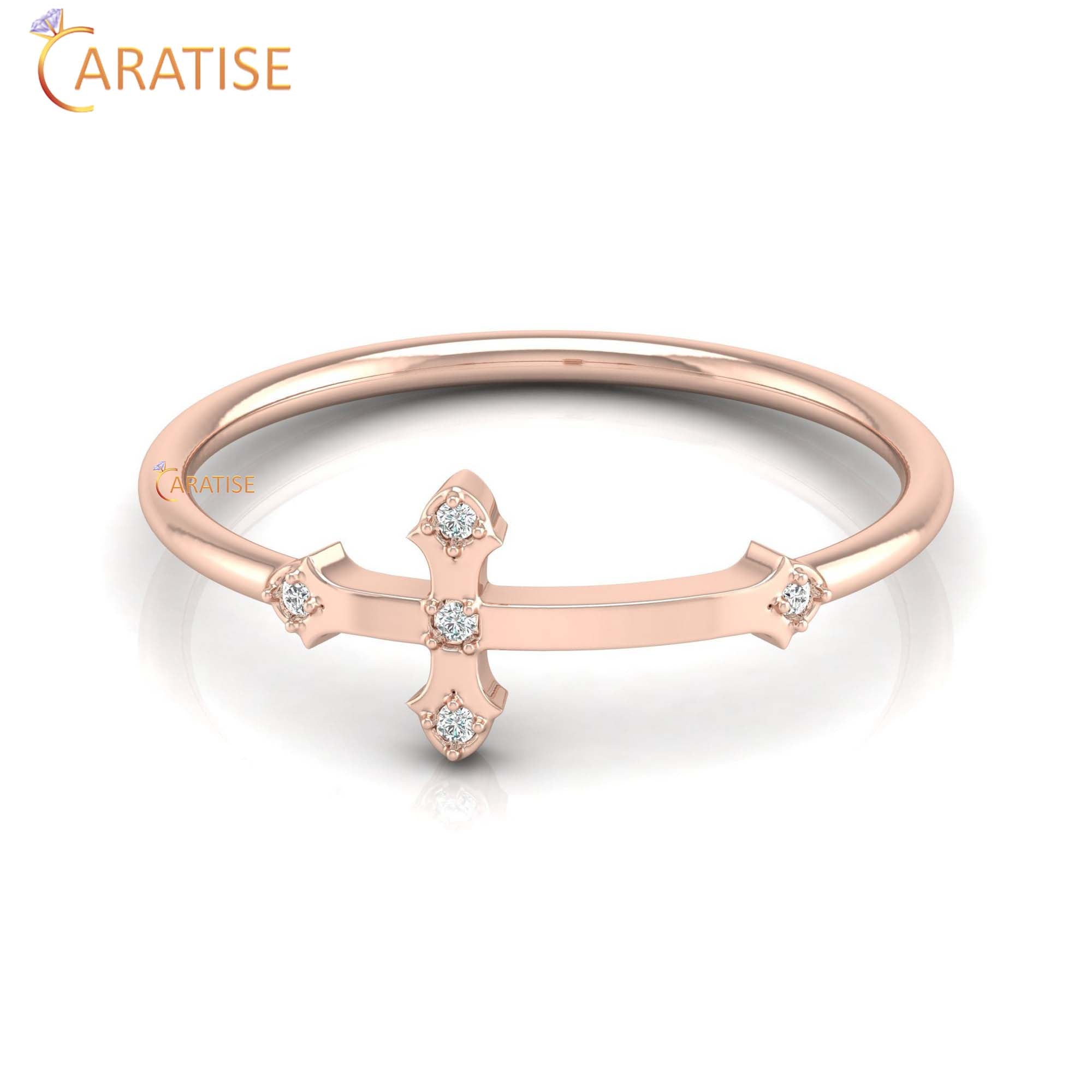 0.02 TDW Round Cut Minimalist Women's Diamond Ring